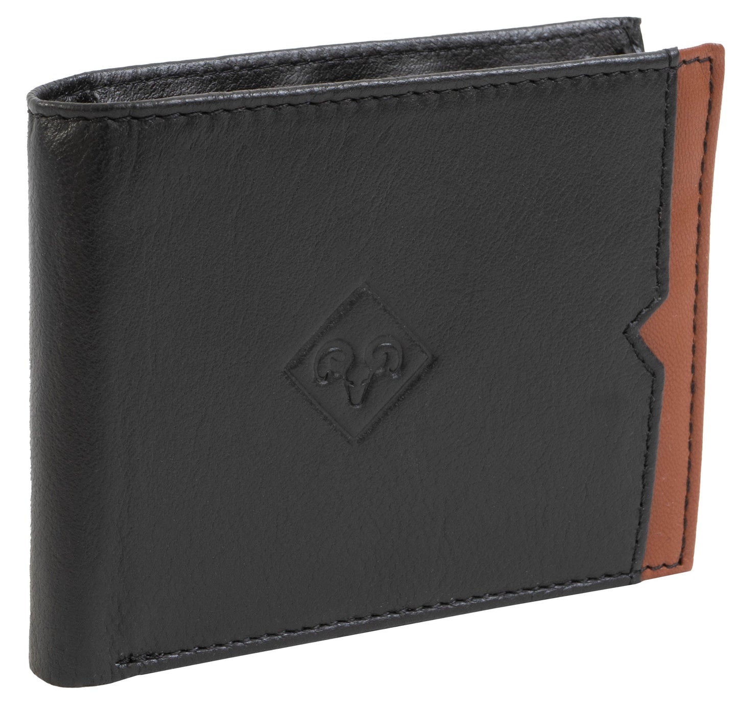 Jack Abrahams Goat Nappa Leather Bi-Fold Wallet Black/Cognac