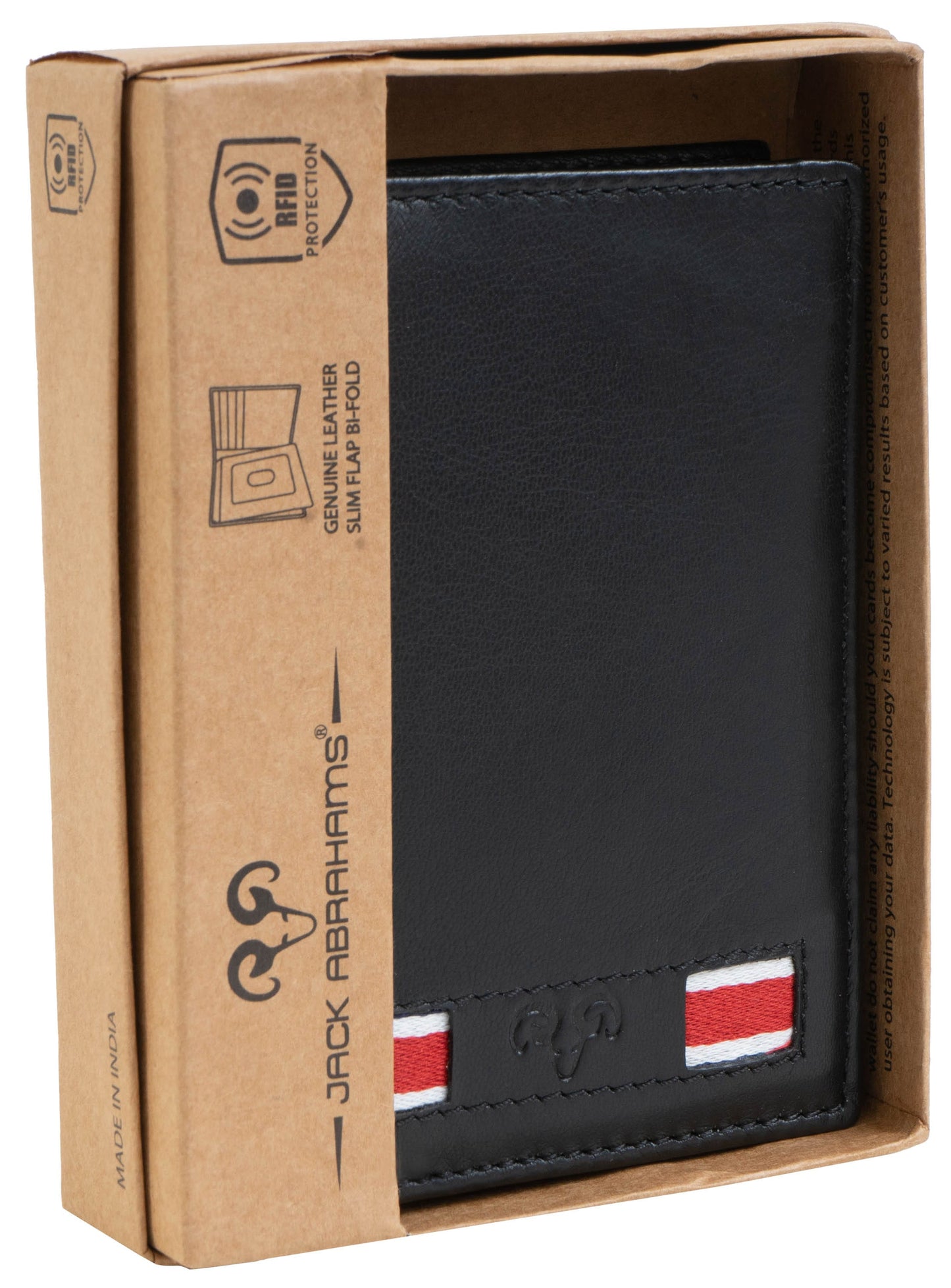 Jack Abrahams Goat Nappa Leather Bi-Fold Wallet with Flip ID Case Black