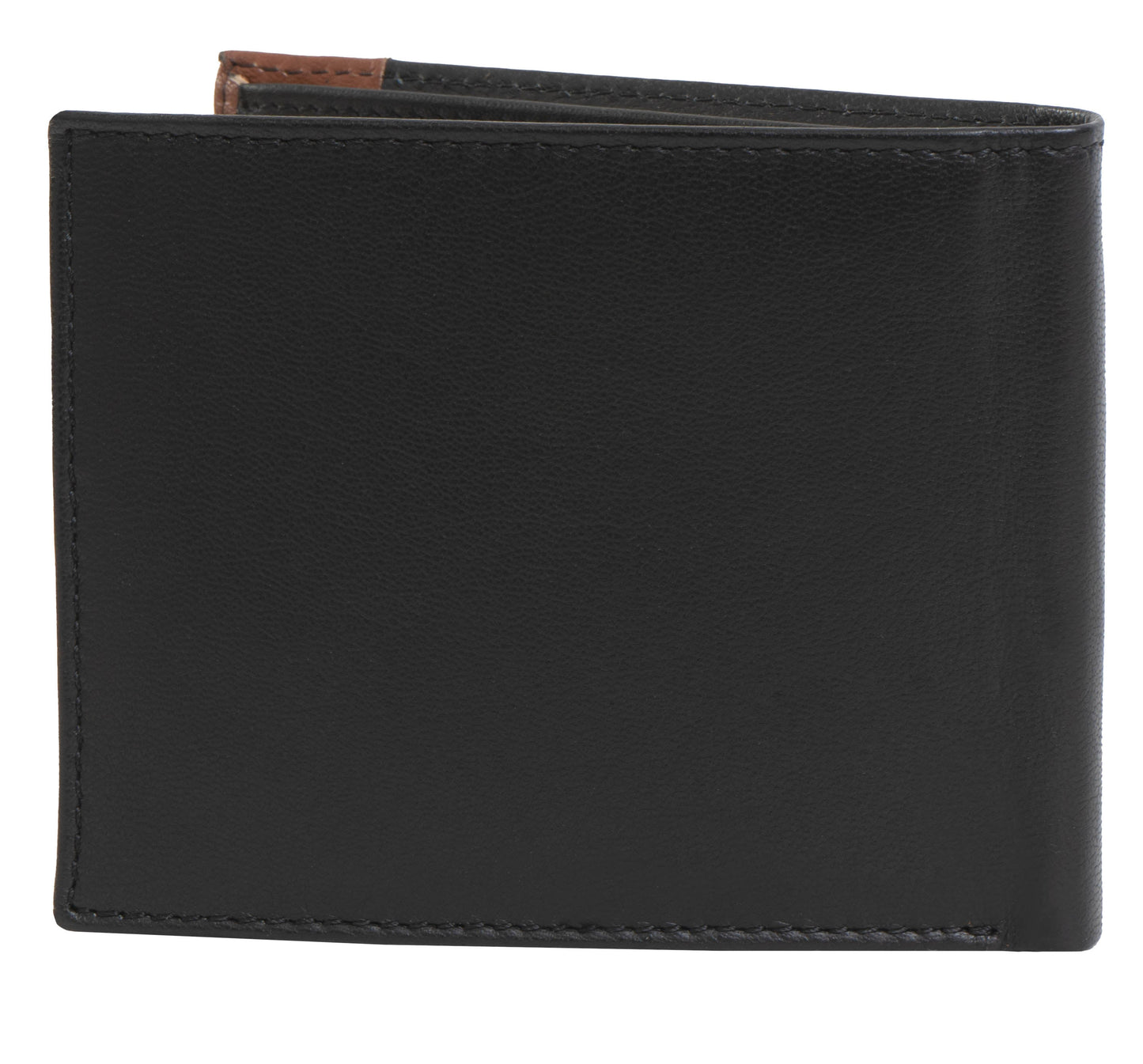 Jack Abrahams Goat Nappa Leather Bi-Fold Wallet with ID Case Black/Cognac