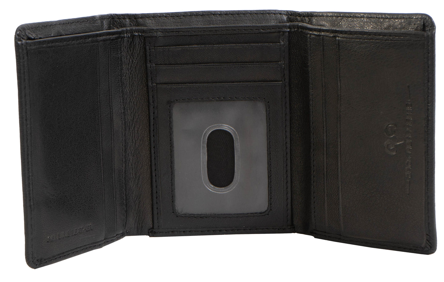 Jack Abrahams Goat Nappa Leather Tri-Fold Wallet Black/Cognac