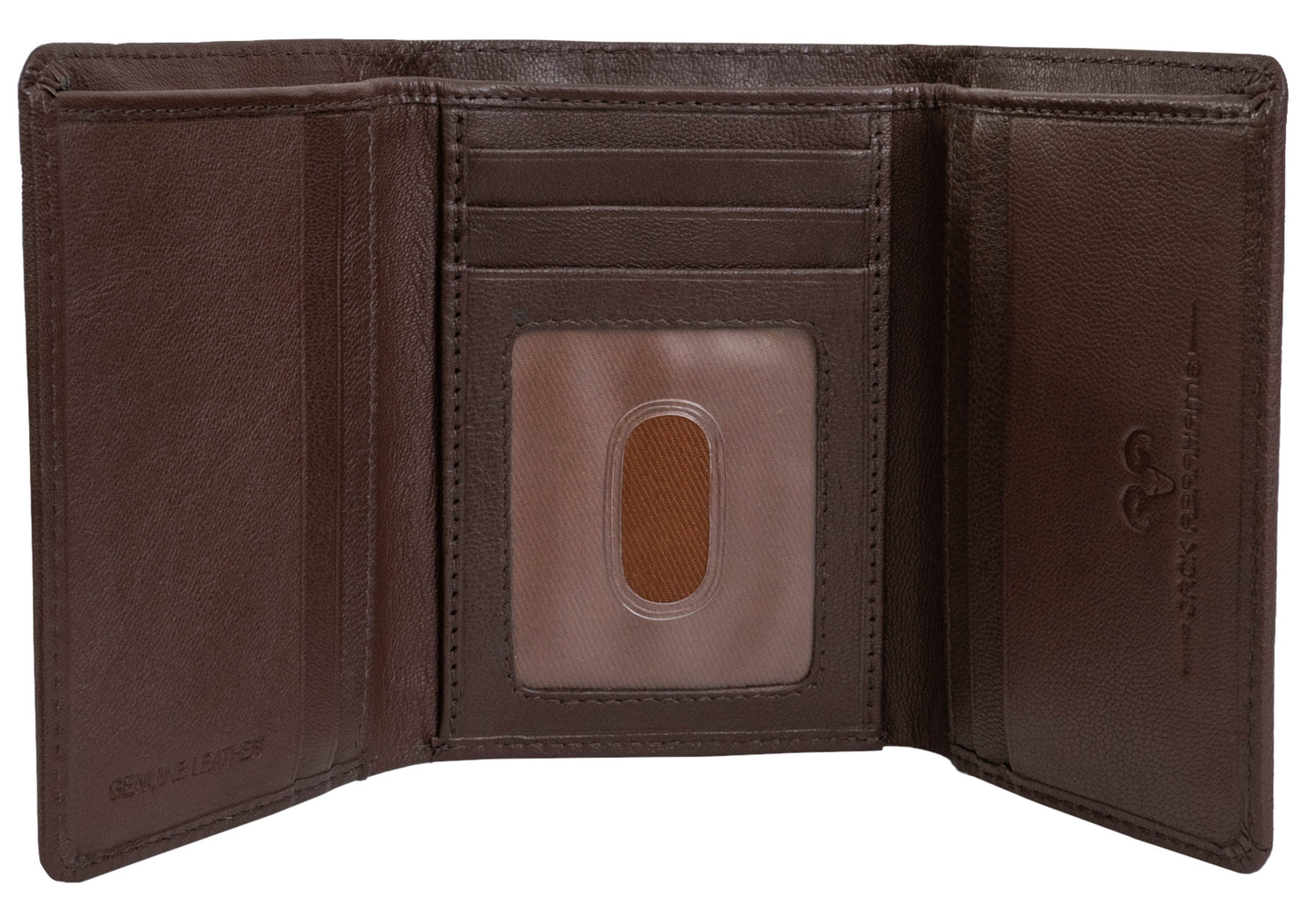 Jack Abrahams Goat Nappa Leather Tri-Fold Wallet Brown/Black