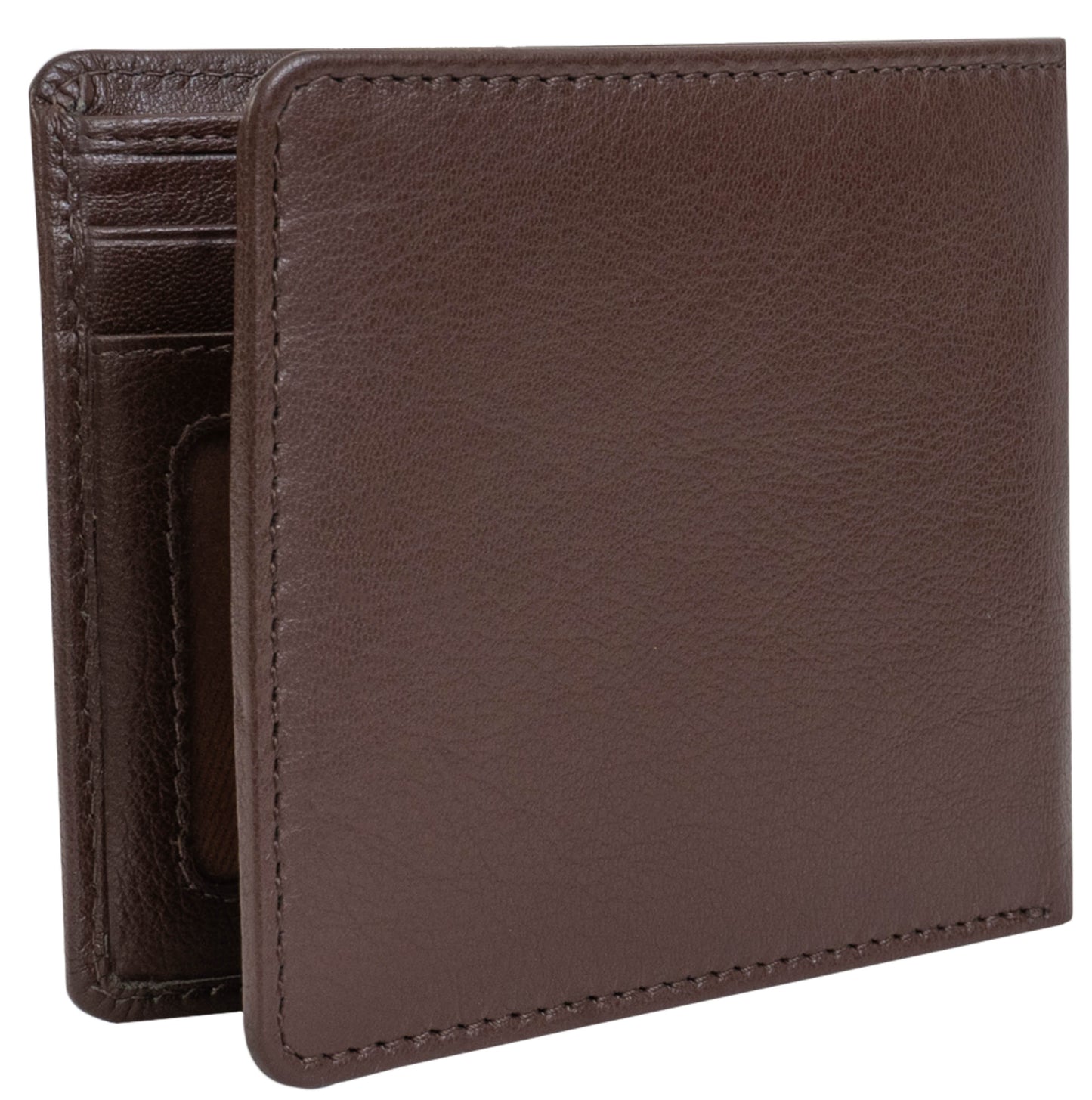 Jack Abrahams Goat Nappa Leather Bi-Fold Wallet with Flip ID Window Brown/Black