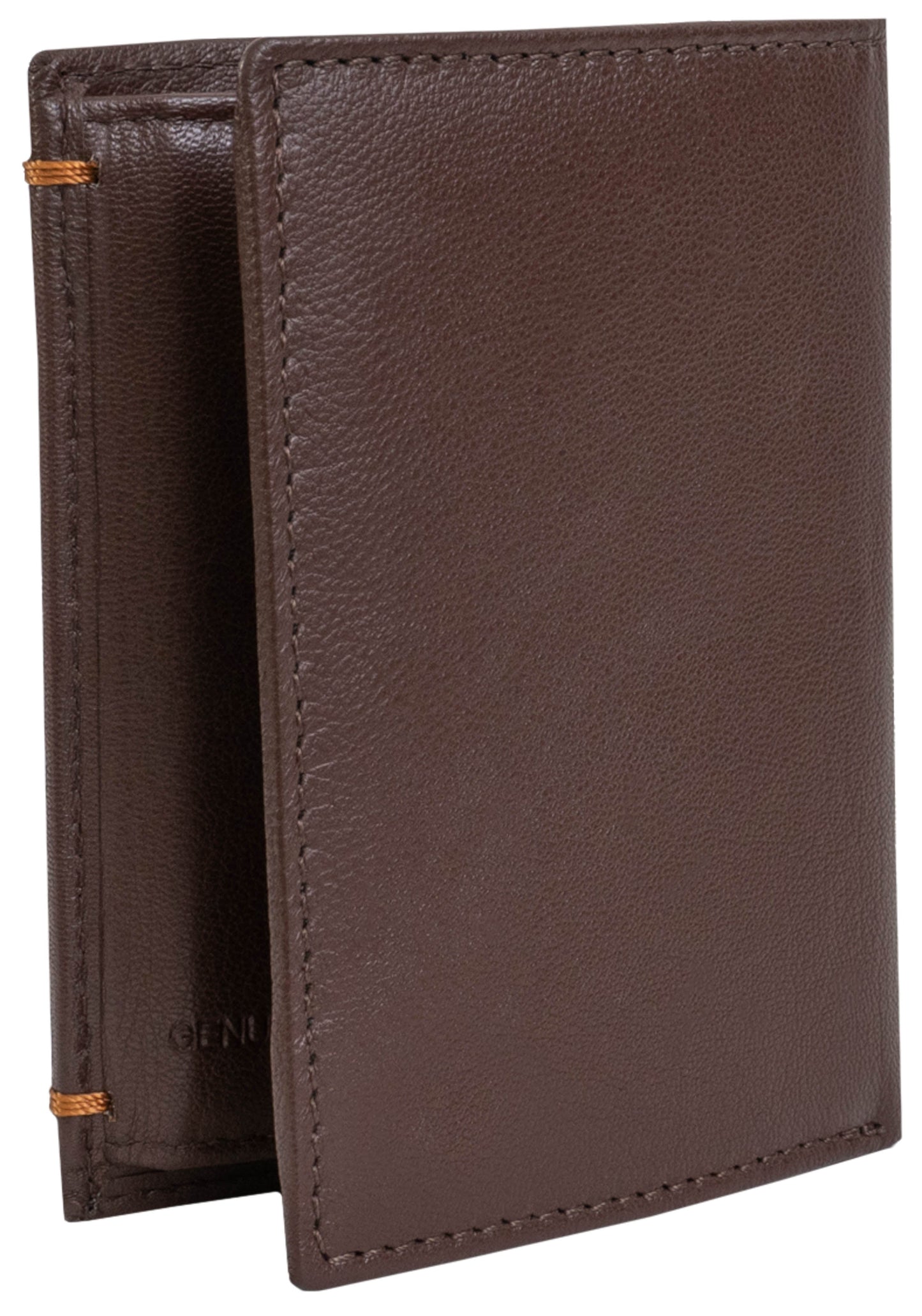 Jack Abrahams Goat Nappa Leather Bi-Fold Wallet with Zipper Pocket Brown