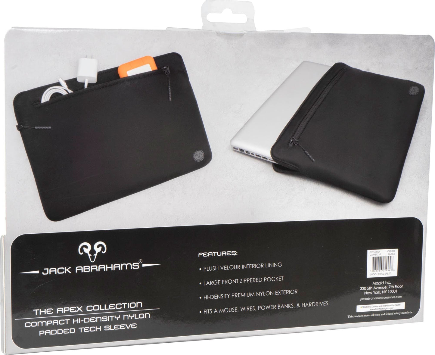 Jack Abrahams The Apex Nylon Protective Padded Laptop Sleeve 3L