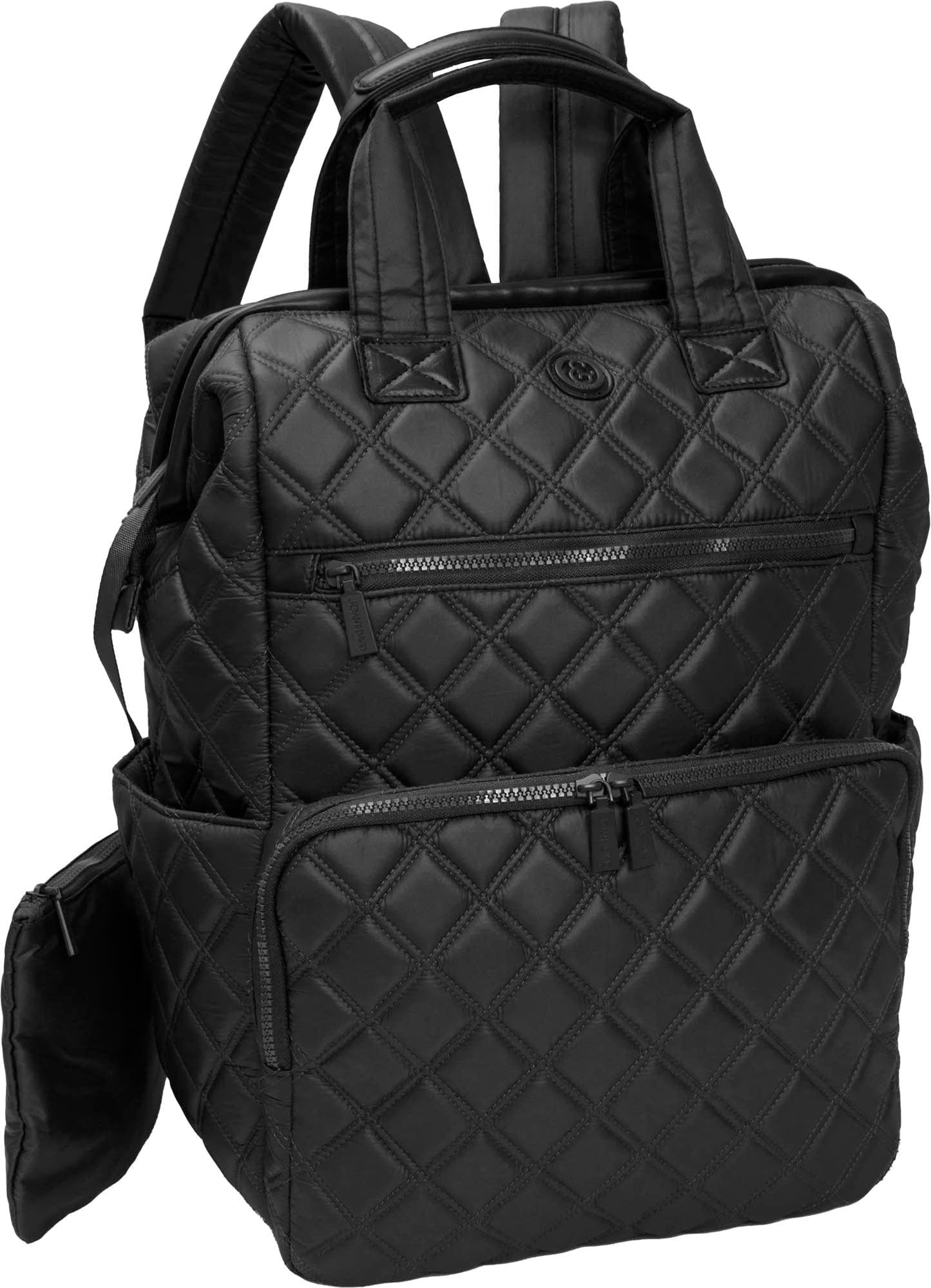 Joan & David Diamond Quilted Puffer Nylon Square Laptop Backpack