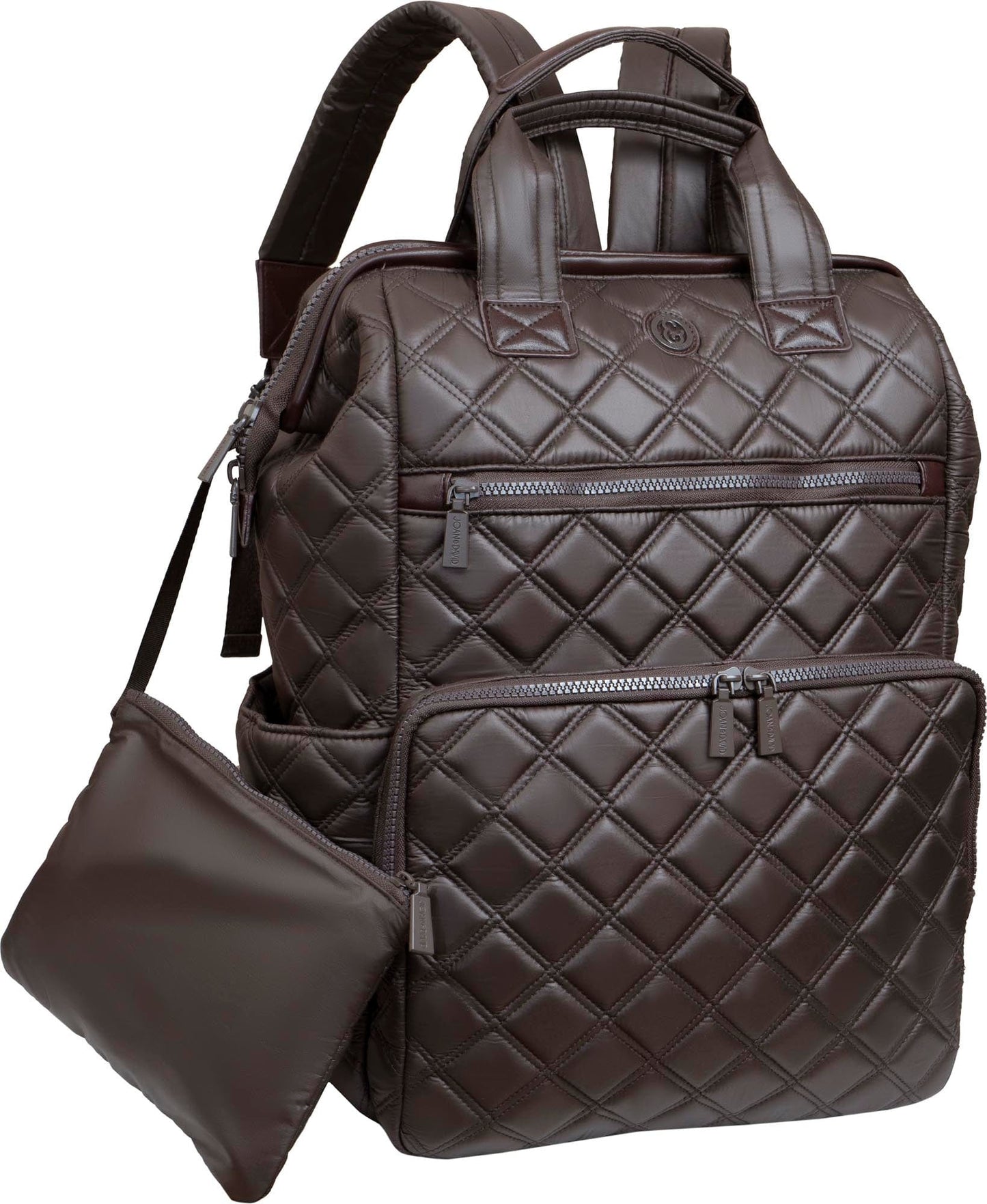 Joan & David Diamond Quilted Puffer Nylon Square Laptop Backpack