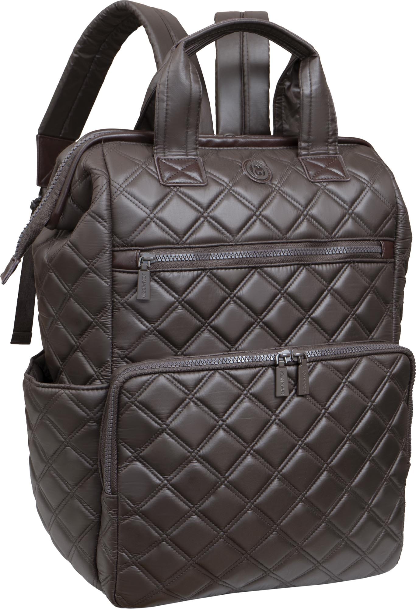 Joan & David Diamond Quilted Puffer Nylon Square Laptop Backpack