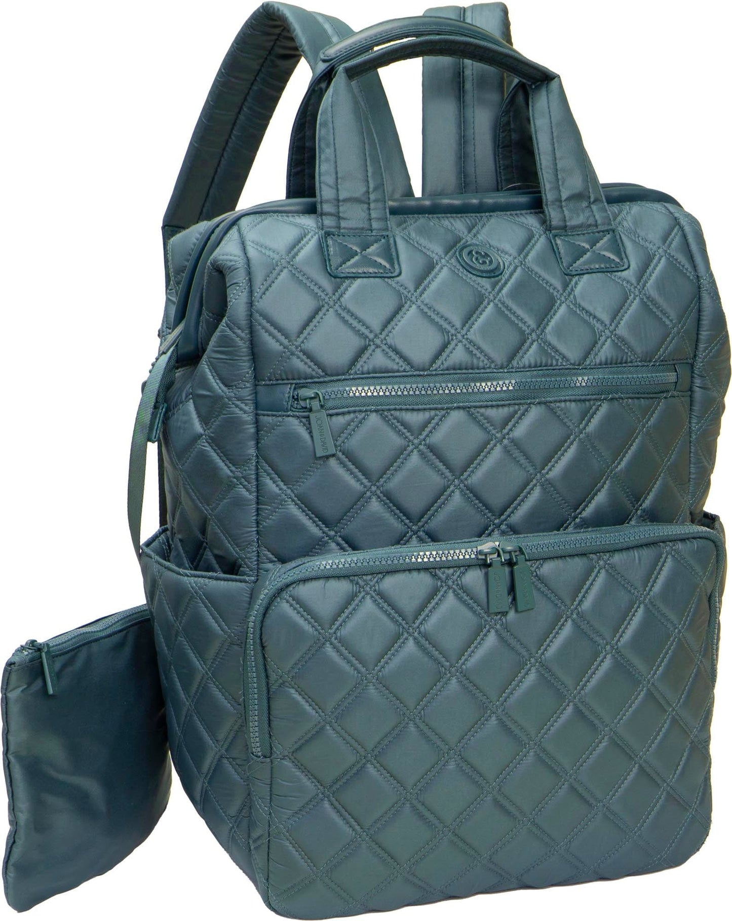 Joan & David Diamond Quilted Puffer Nylon Square Laptop Backpack