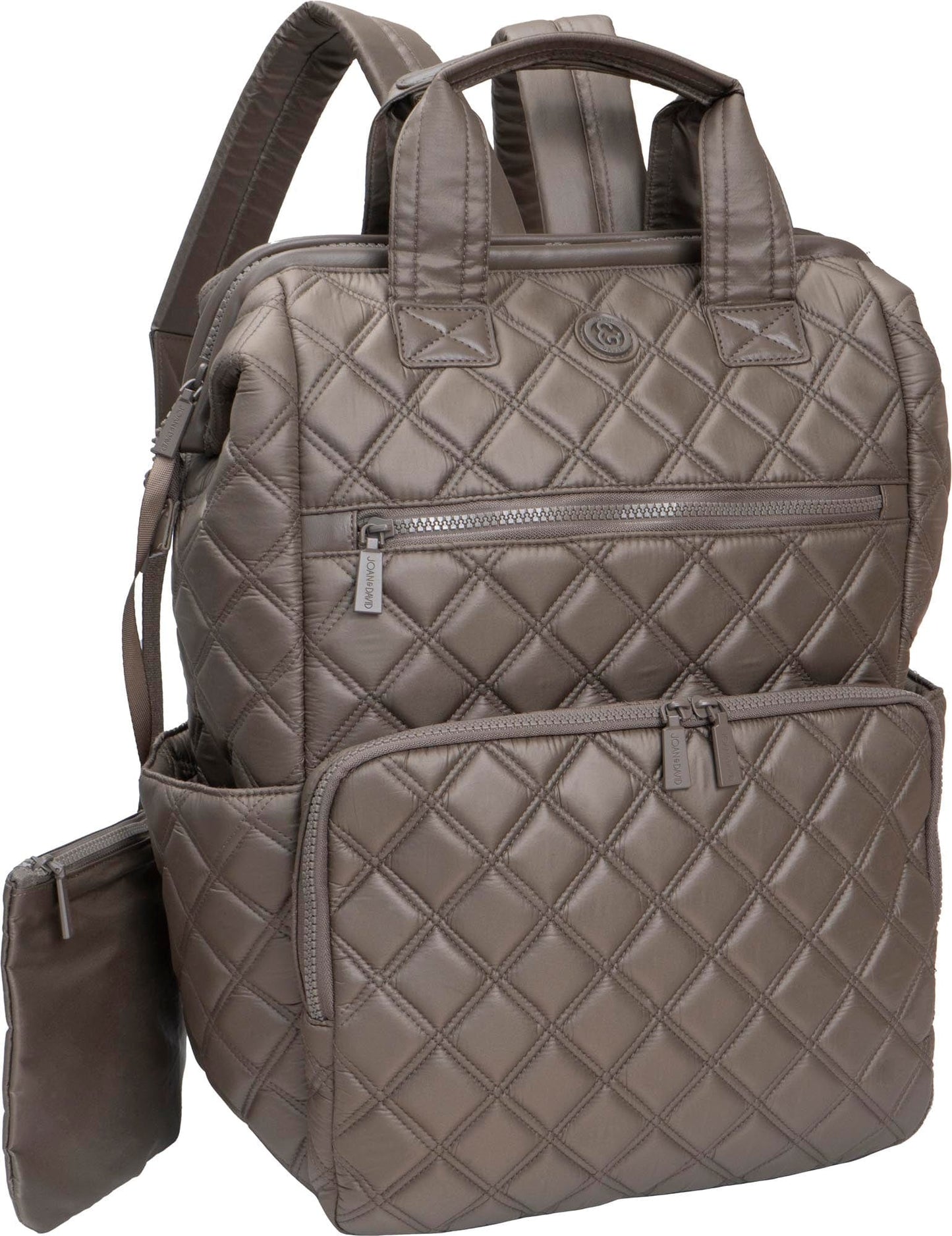 Joan & David Diamond Quilted Puffer Nylon Square Laptop Backpack