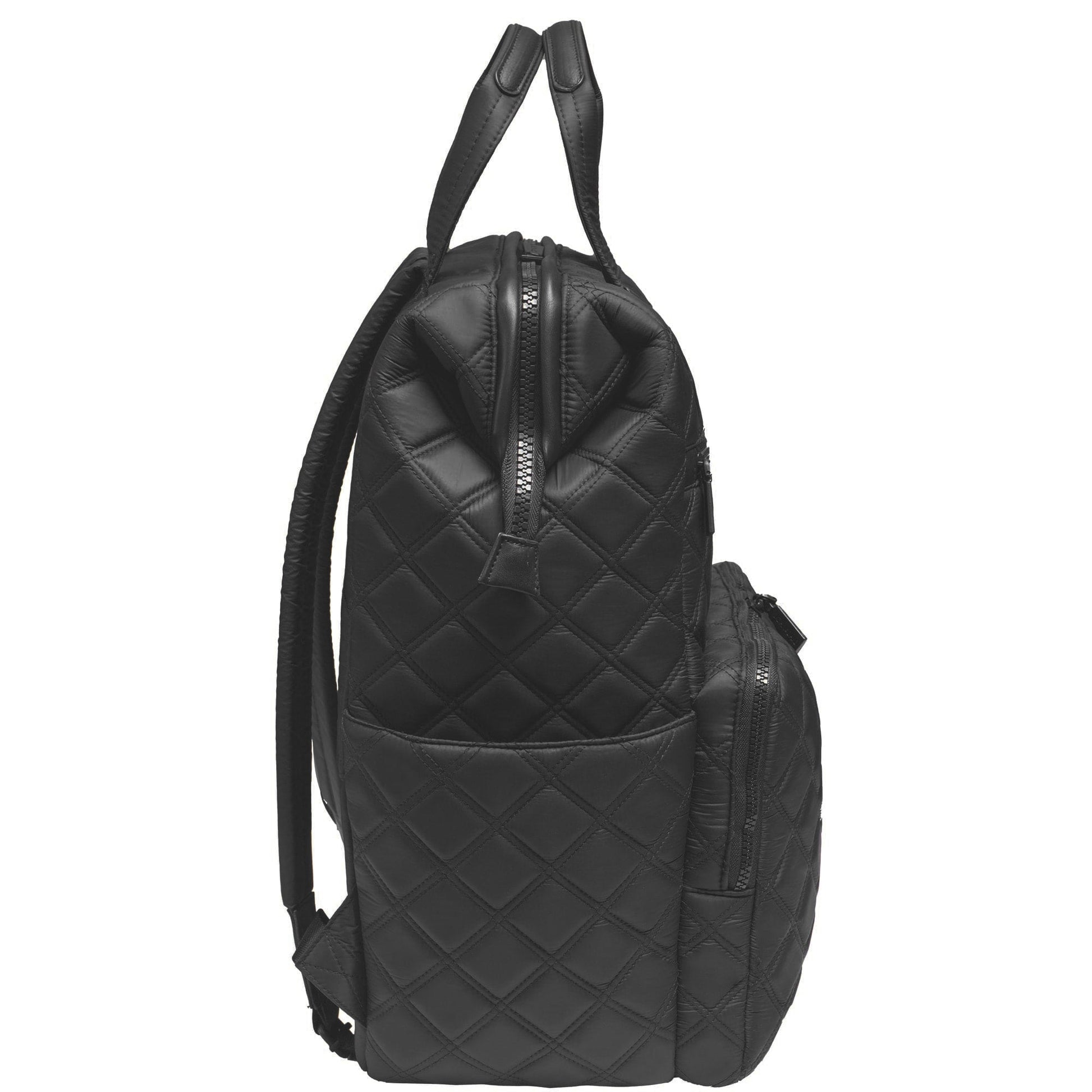 black quilted laptop backpack Joan & David Diamond Quilted Puffer Nylon Square Laptop Backpack – Magid NYC