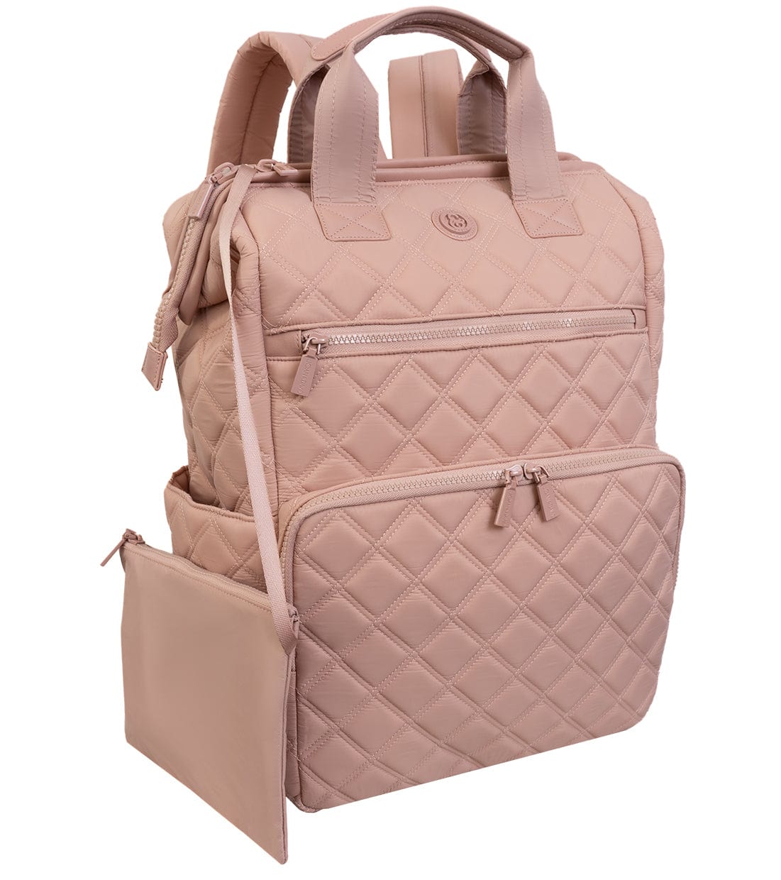 Joan & David Diamond Quilted Puffer Nylon Square Laptop Backpack