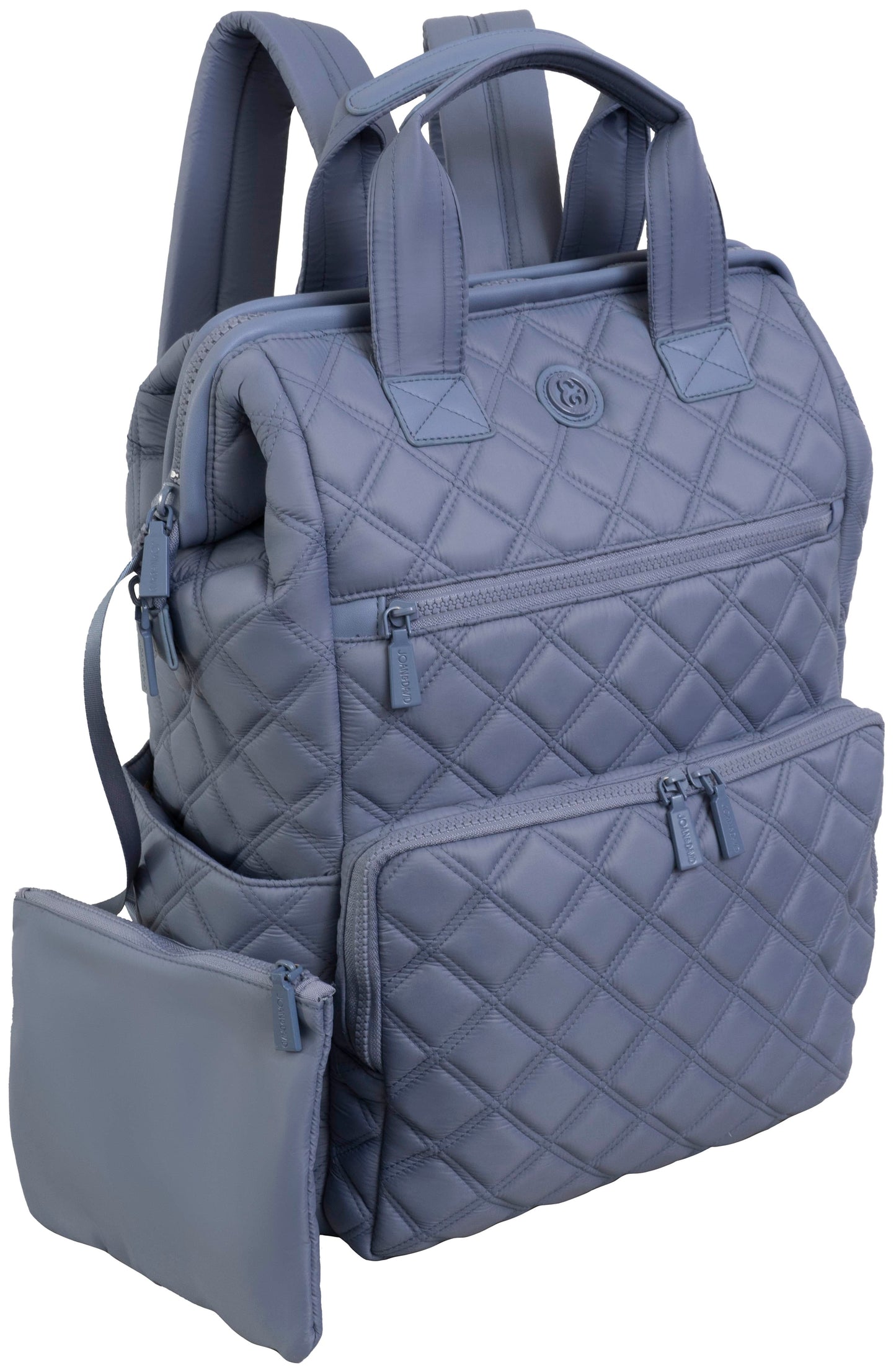 Joan & David Diamond Quilted Puffer Nylon Square Laptop Backpack