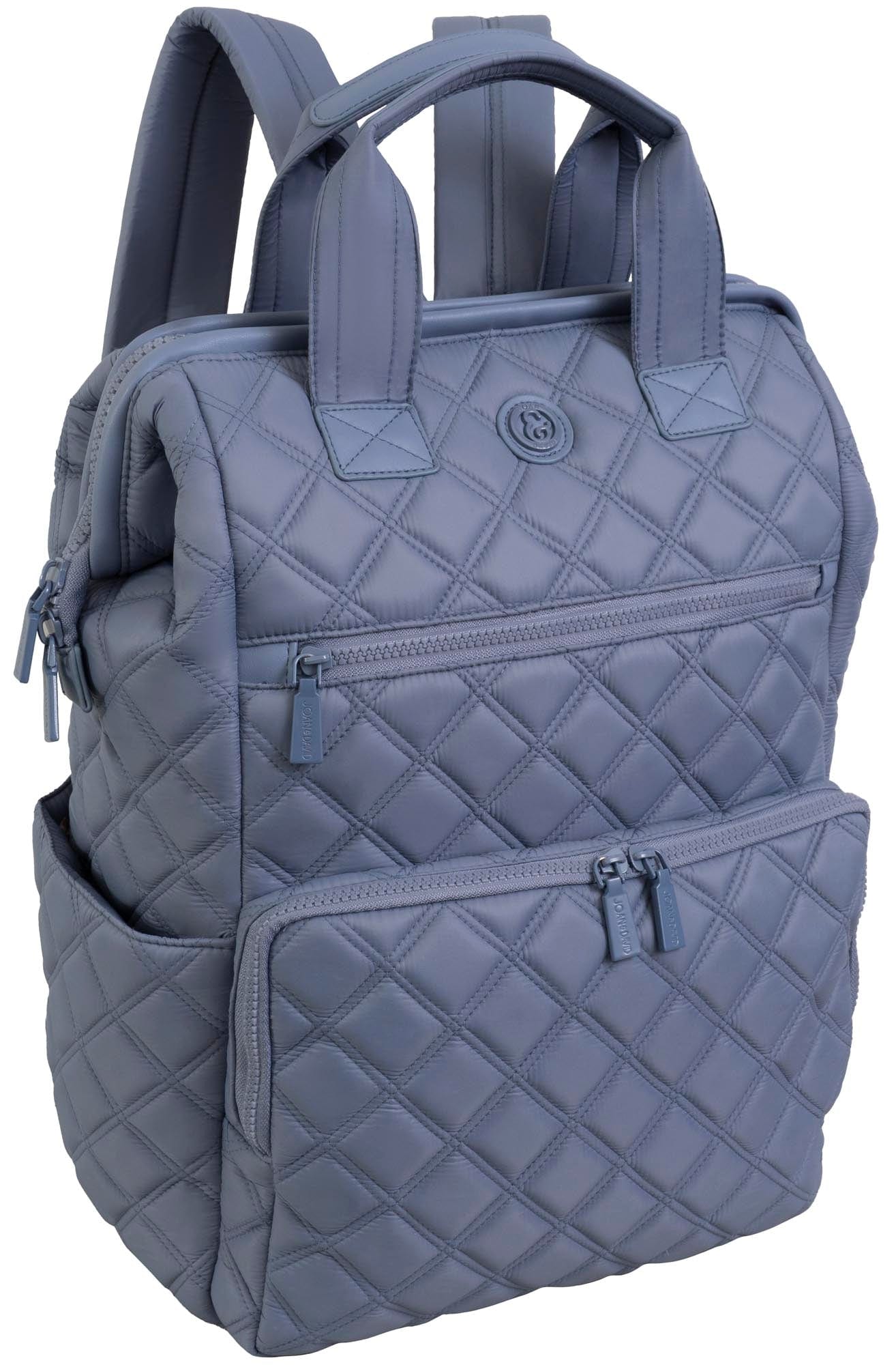 Joan & David Diamond Quilted Puffer Nylon Square Laptop Backpack