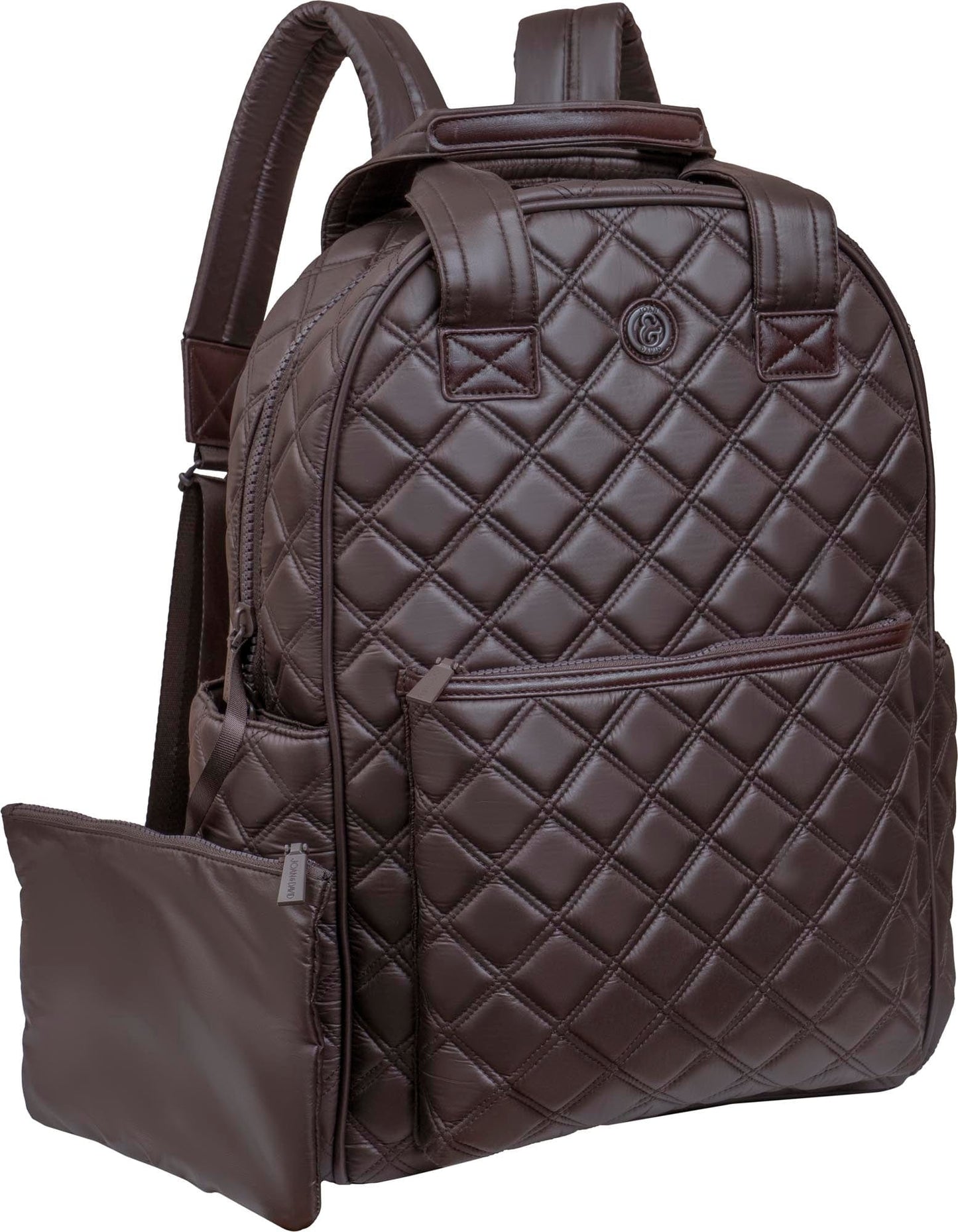 Joan & David Diamond Quilted Puffer Nylon Workbook Backpack