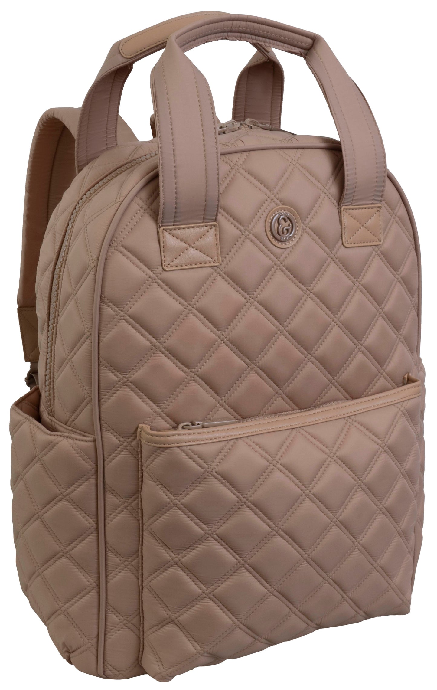 Joan & David Diamond Quilted Puffer Nylon Workbook Backpack