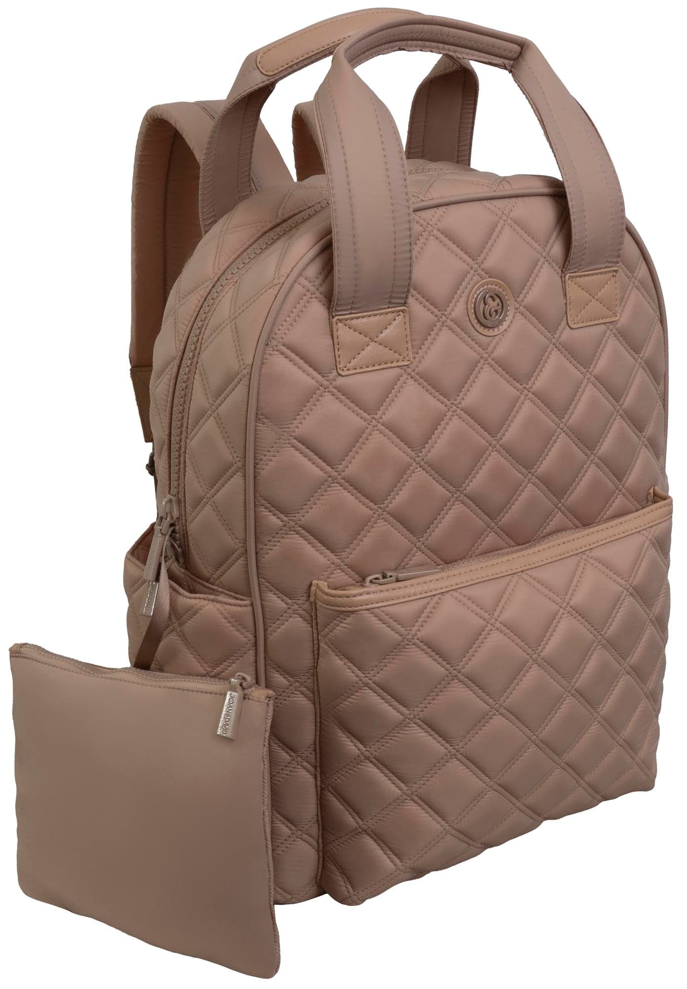 Joan & David Diamond Quilted Puffer Nylon Workbook Backpack