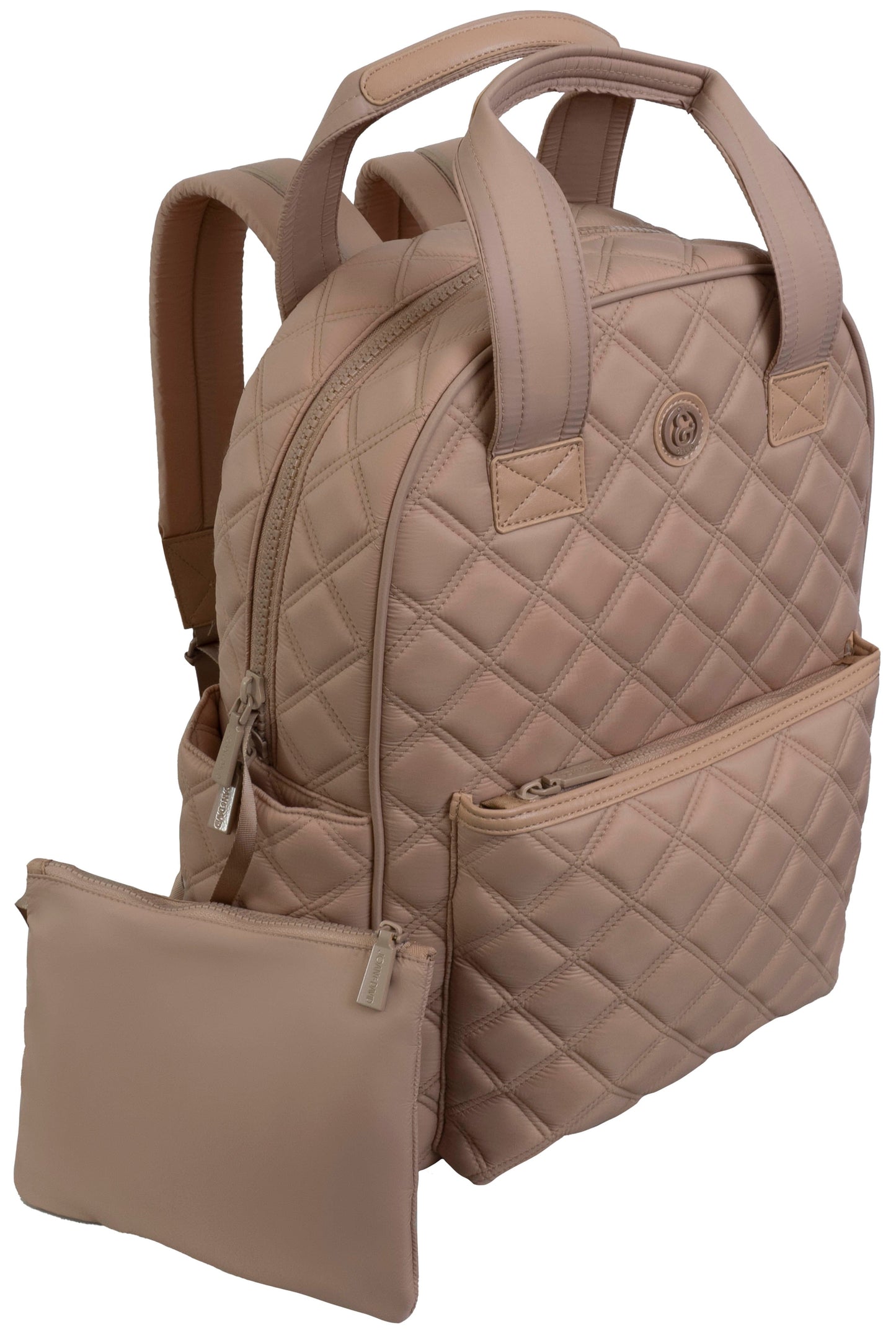 Joan & David Diamond Quilted Puffer Nylon Workbook Backpack