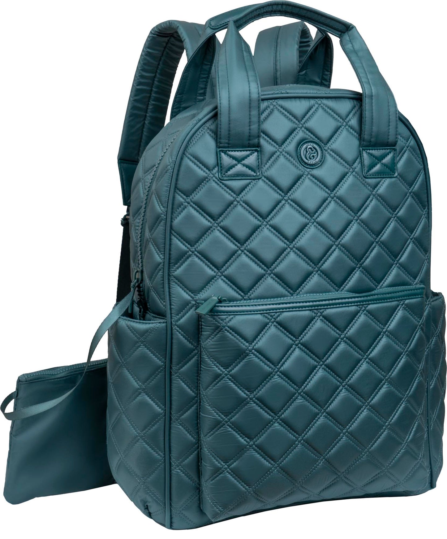 Joan & David Diamond Quilted Puffer Nylon Workbook Backpack