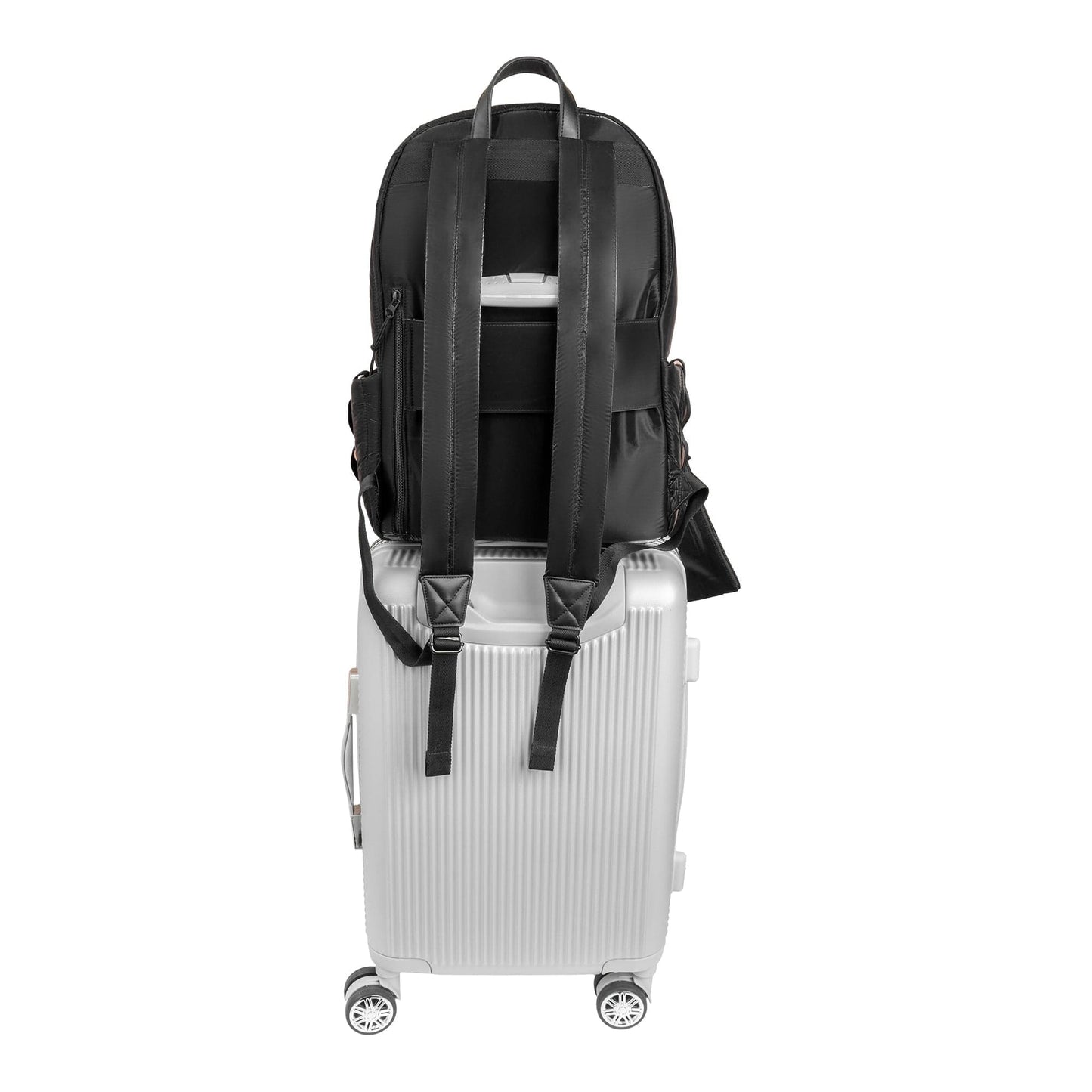 Joan & David Tubular Quilted Metallic Puffer Nylon 18-Inch Workbook Backpack
