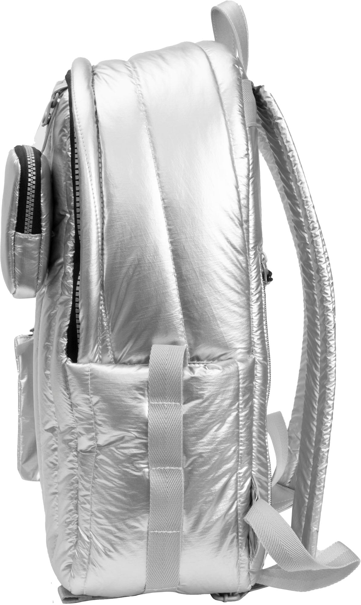 Joan & David Tubular Quilted Metallic Puffer Nylon 18 Inch Workbook Backpack