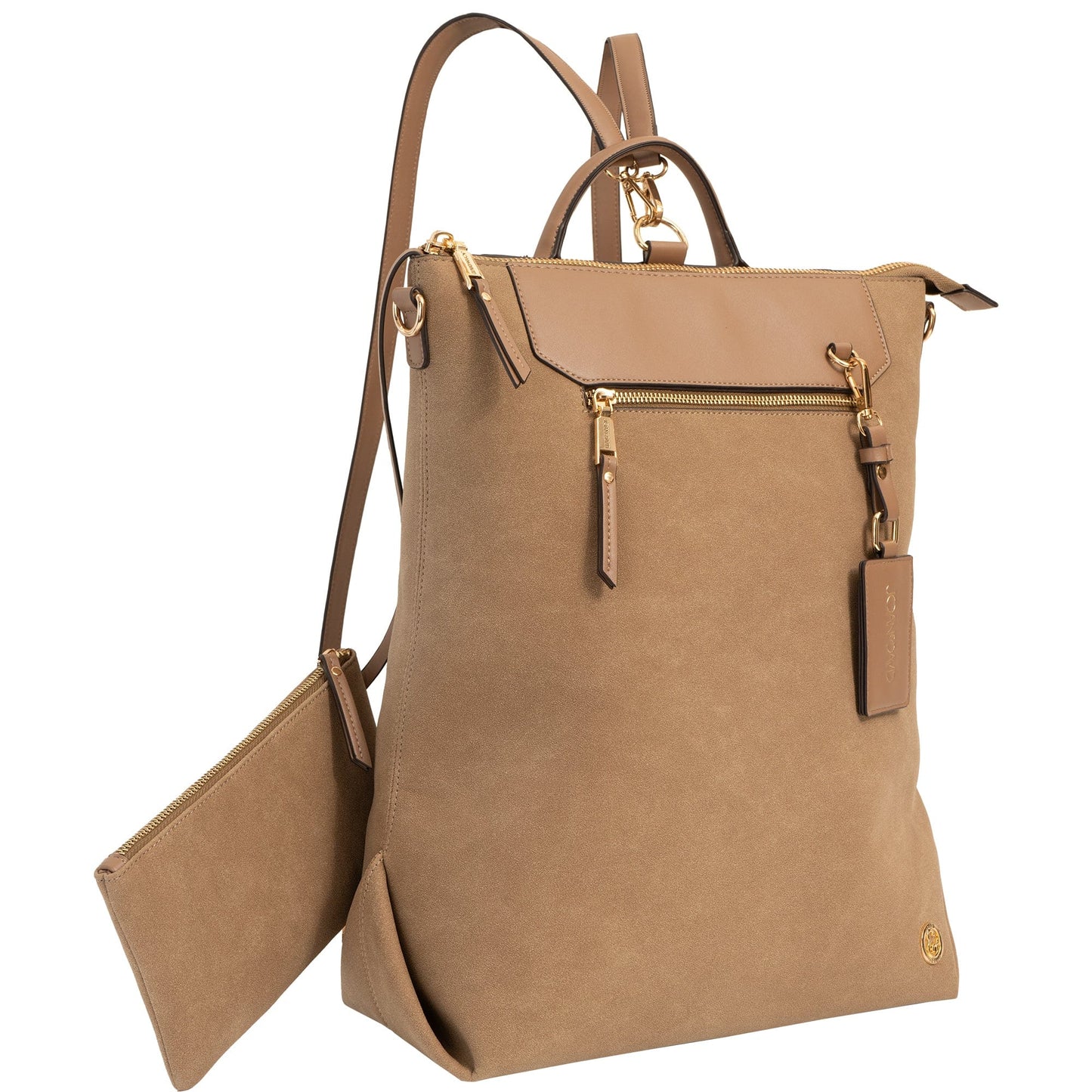 Joan & David Faux Suede Top Handle Workbook Backpack