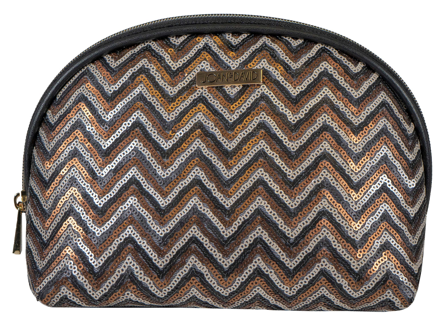 Joan & David Chevron Sequin Dome Cosmetic Pouch