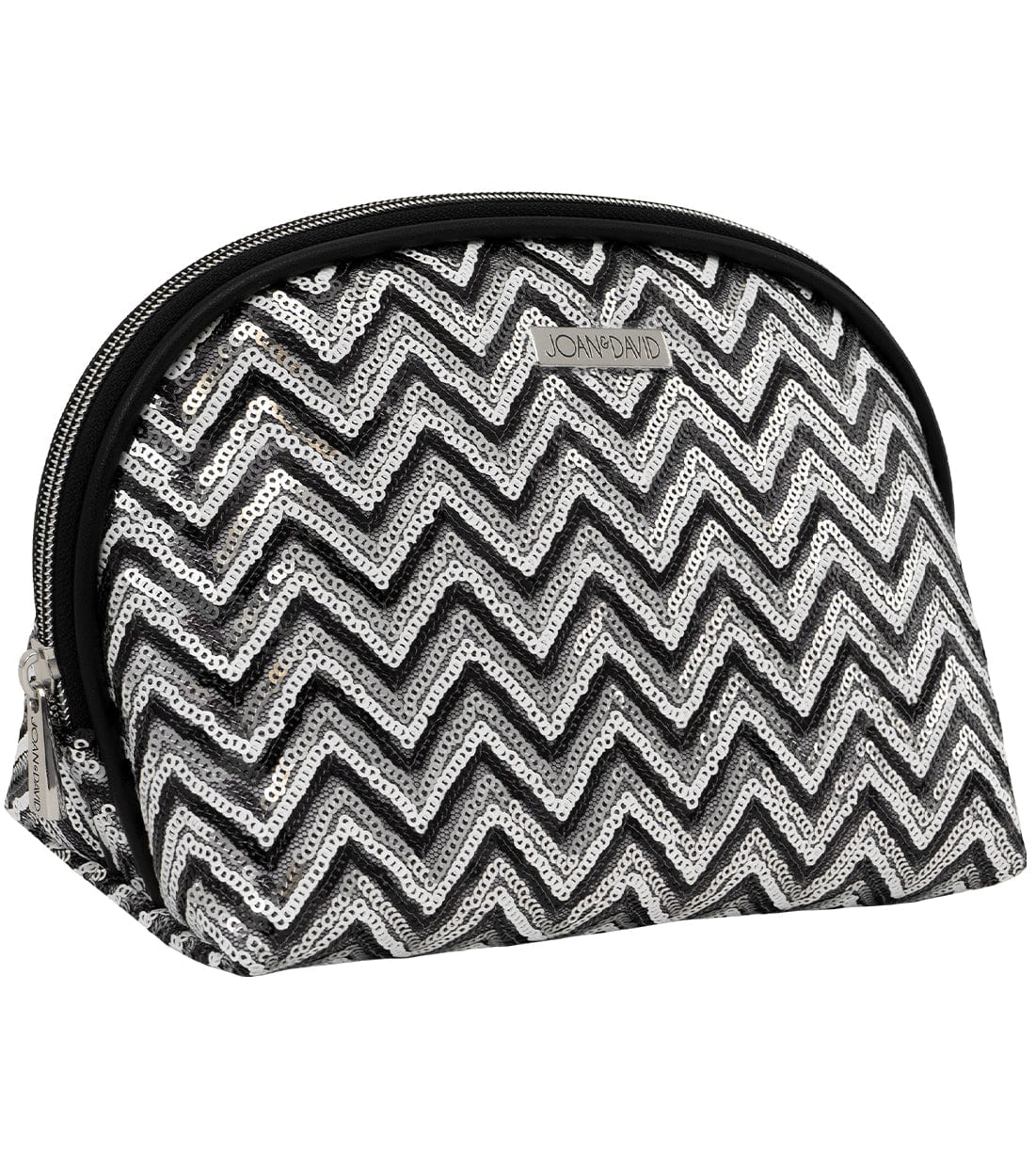 Joan & David Chevron Sequin Dome Cosmetic Pouch