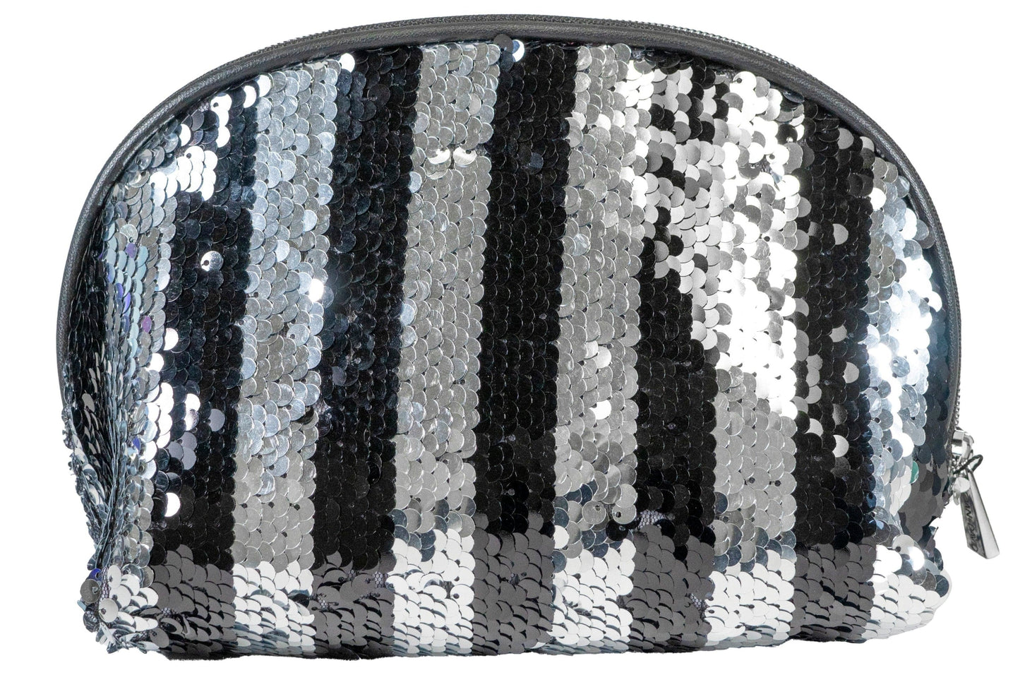 Joan & David Striped Sequin Dome Cosmetic Pouch