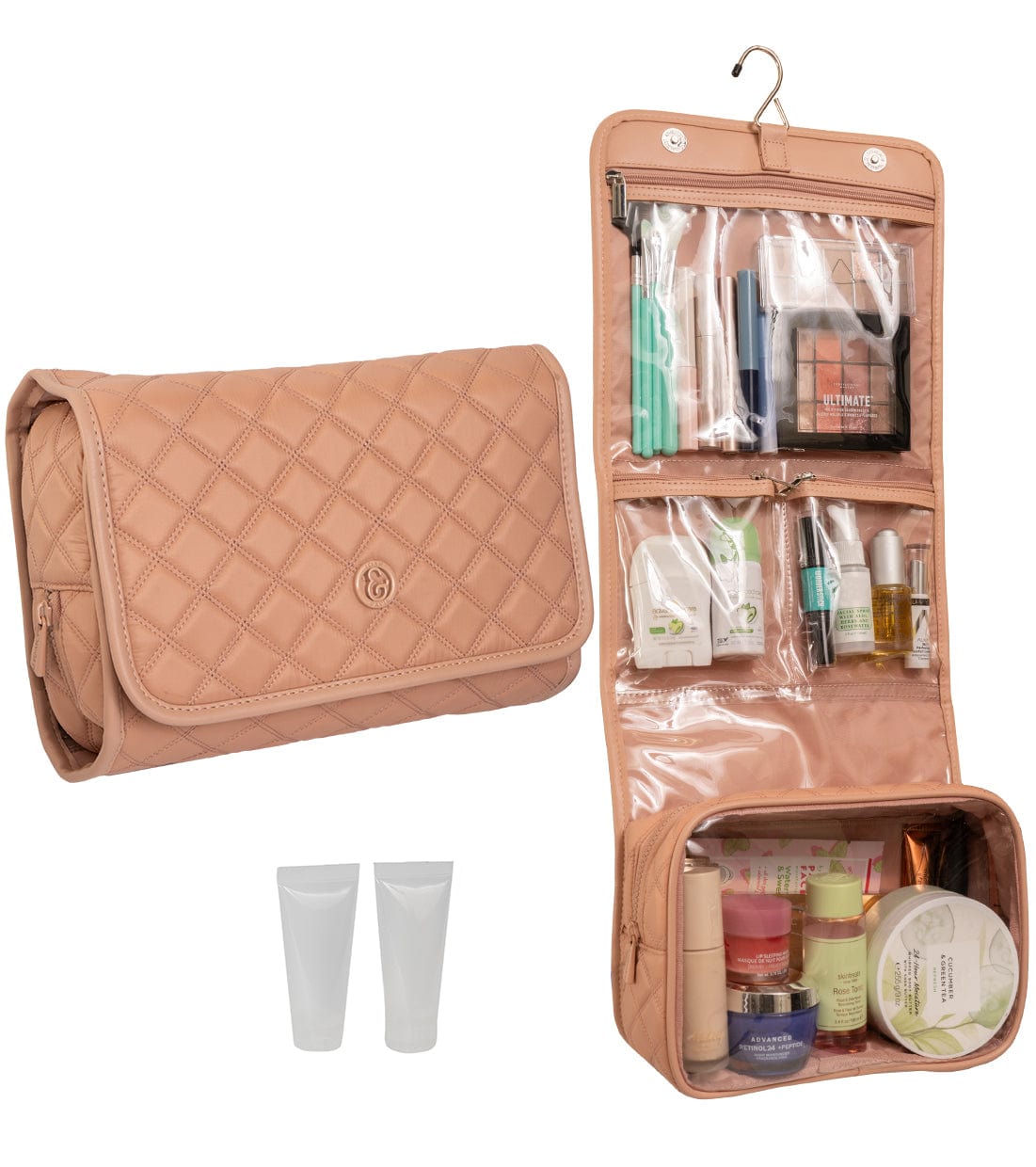 Joan & David Diamond Quilted Puffer Sport Nylon Roll Hanging Travel Toiletry Organizer Bag