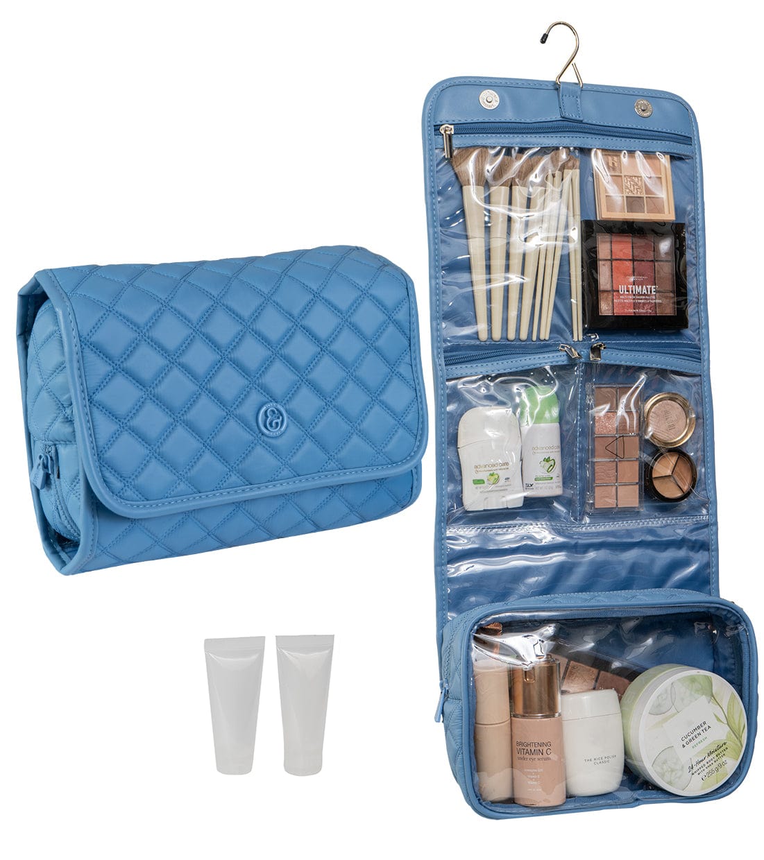 Joan & David Diamond Quilted Puffer Sport Nylon Roll Hanging Travel Toiletry Organizer Bag