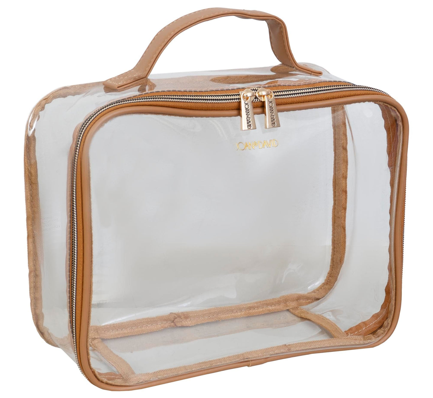 Joan & David Straw Texture 4 Piece Clear Cosmetic Bag Set