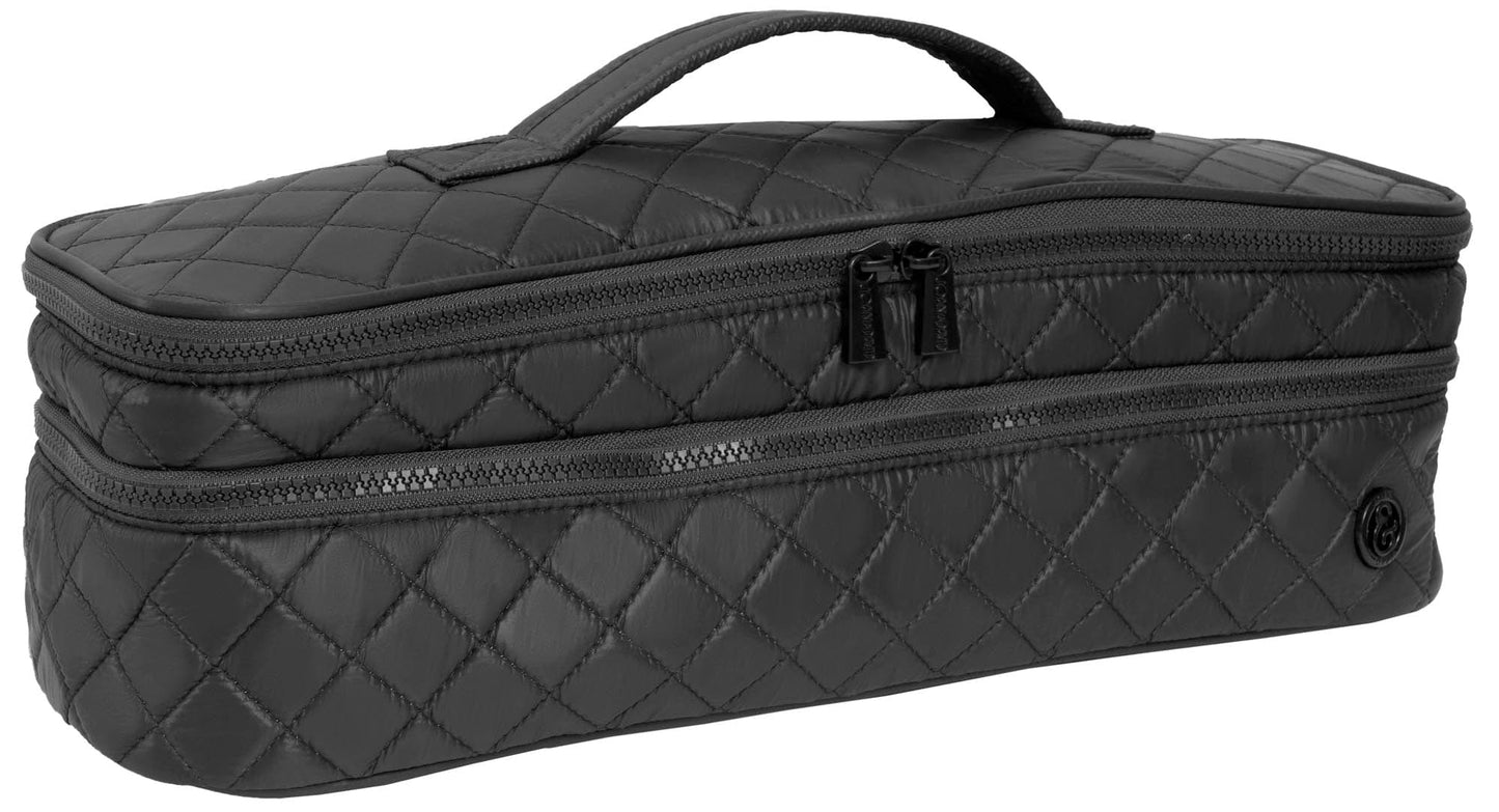 Joan & David Diamond Quilted Dual Compartment Hair Tool Zippered Travel Case