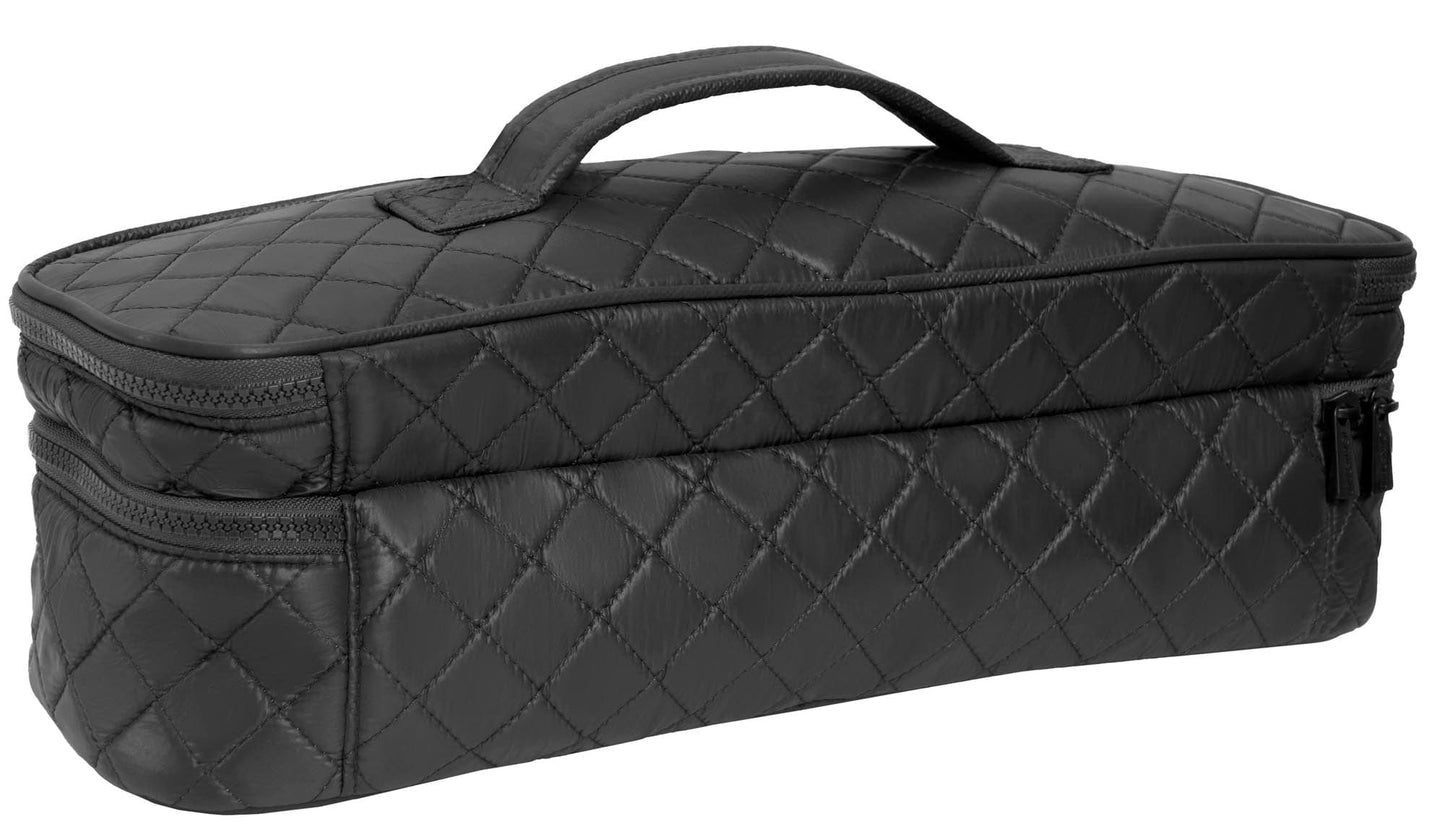 Joan & David Diamond Quilted Dual Compartment Hair Tool Zippered Travel Case