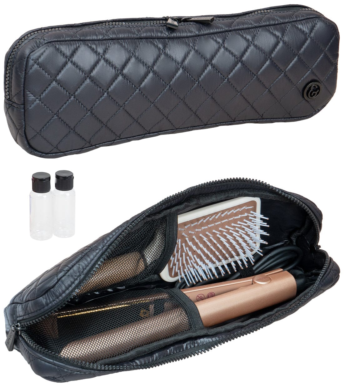 Joan & David Diamond Quilted Hair Tool Zippered Travel Case