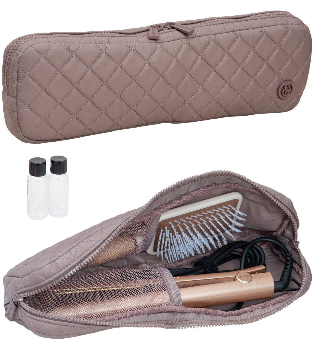 Joan & David Diamond Quilted Hair Tool Zippered Travel Case