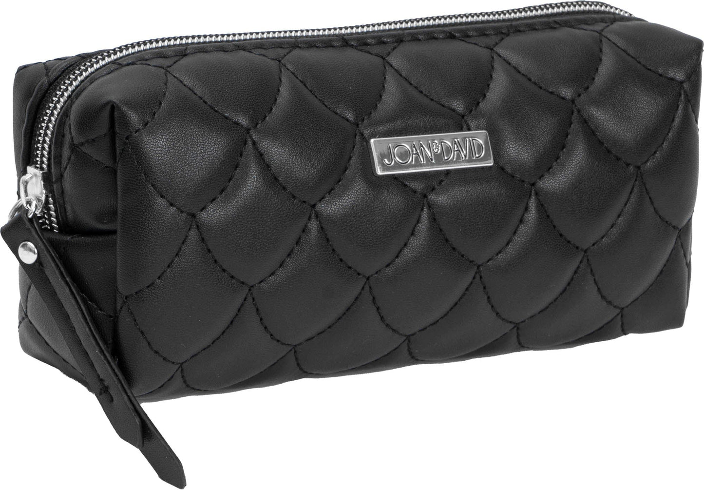 Joan & David Scallop Diamond Quilted Faux Leather 4-Piece Clear Cosmetic Bag Set