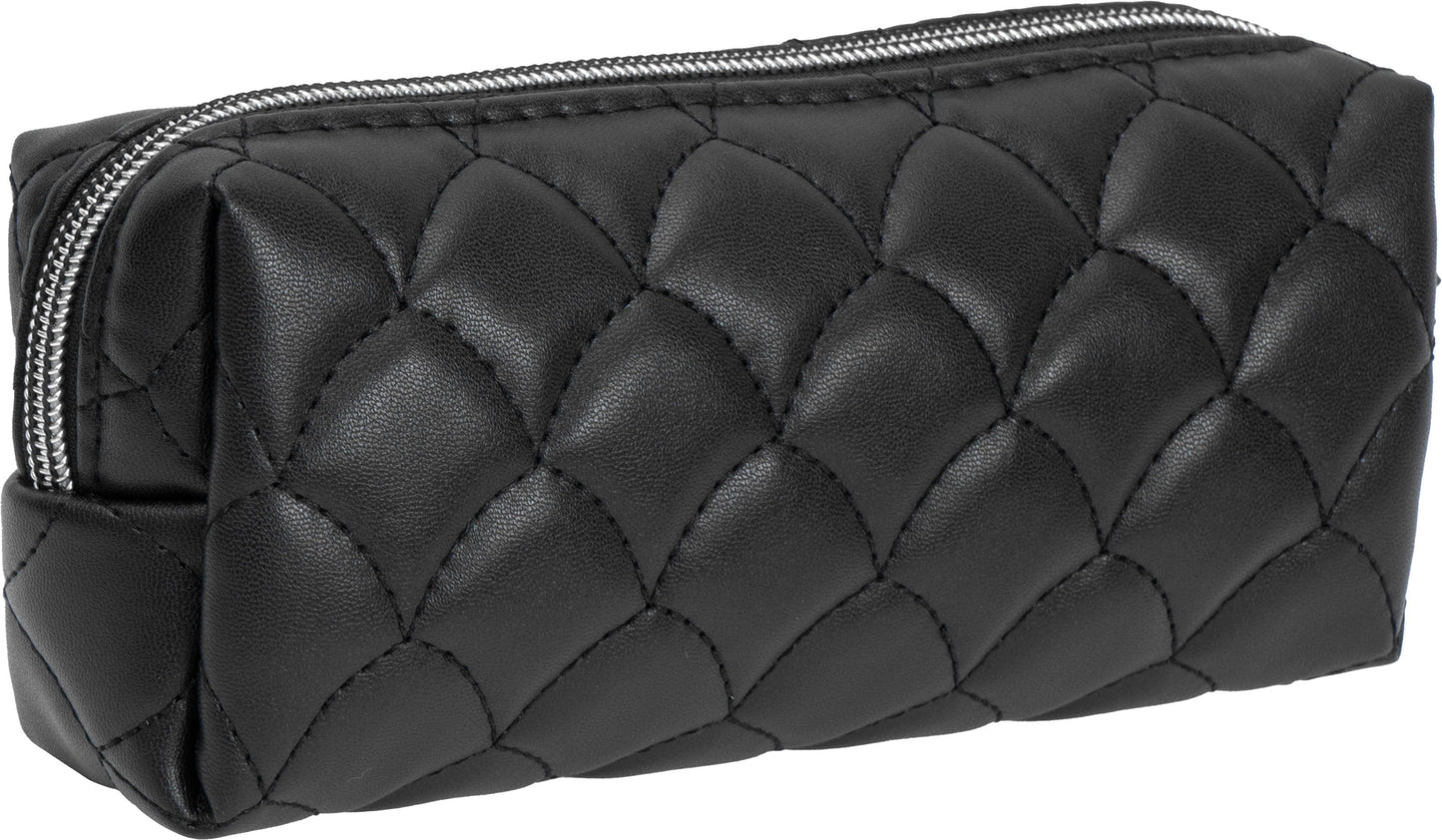 Joan & David Scallop Diamond Quilted Faux Leather 4-Piece Clear Cosmetic Bag Set