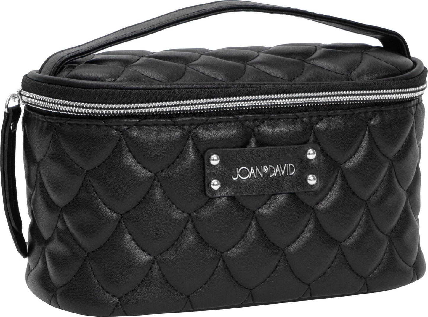 Joan & David Scallop Diamond Quilted Faux Leather 4-Piece Clear Cosmetic Bag Set