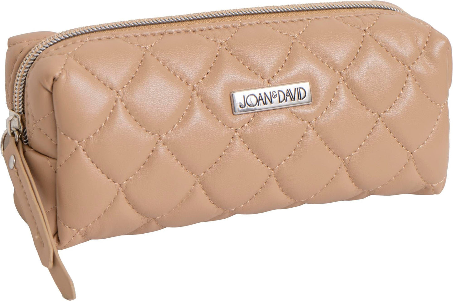 Joan & David Scallop Diamond Quilted Faux Leather 4-Piece Clear Cosmetic Bag Set