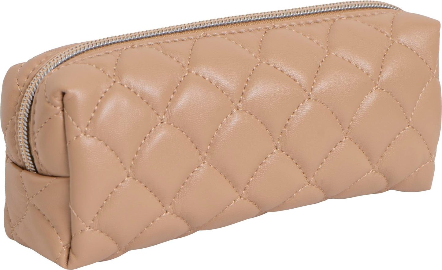 Joan & David Scallop Diamond Quilted Faux Leather 4-Piece Clear Cosmetic Bag Set