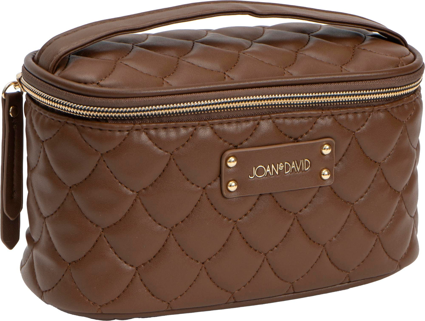 Joan & David Scallop Diamond Quilted Faux Leather 4-Piece Clear Cosmetic Bag Set