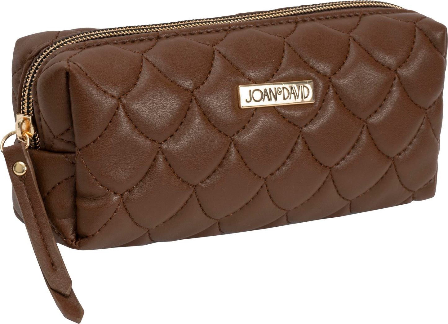 Joan & David Scallop Diamond Quilted Faux Leather 4-Piece Clear Cosmetic Bag Set