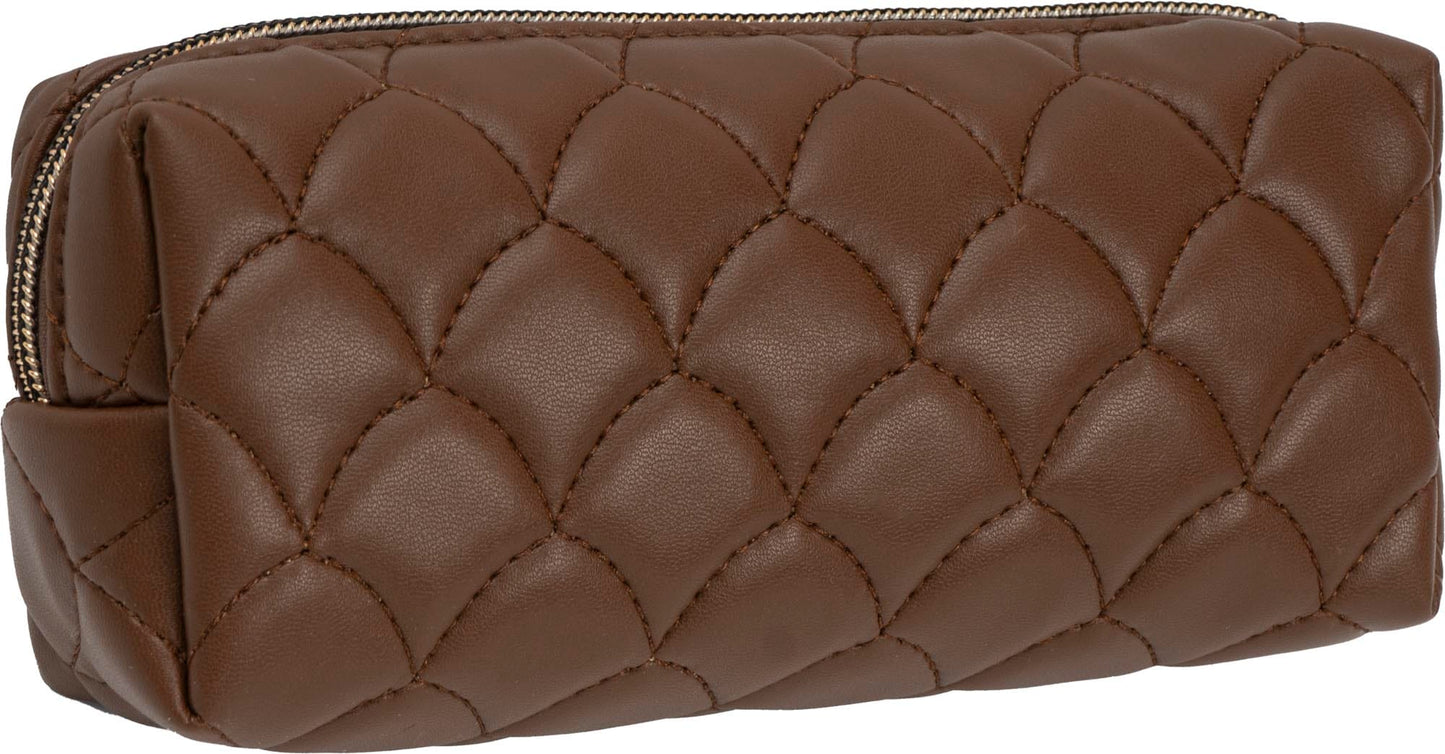 Joan & David Scallop Diamond Quilted Faux Leather 4-Piece Clear Cosmetic Bag Set