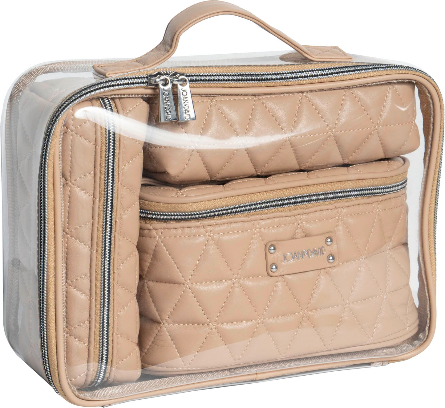 Joan & David Triangle Quilted 4 Piece Clear Cosmetic Bag Set