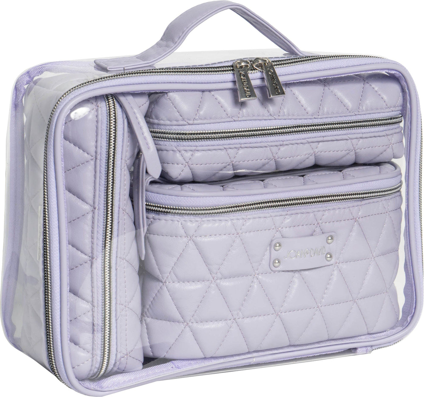 Joan & David Triangle Quilted 4 Piece Clear Cosmetic Bag Set