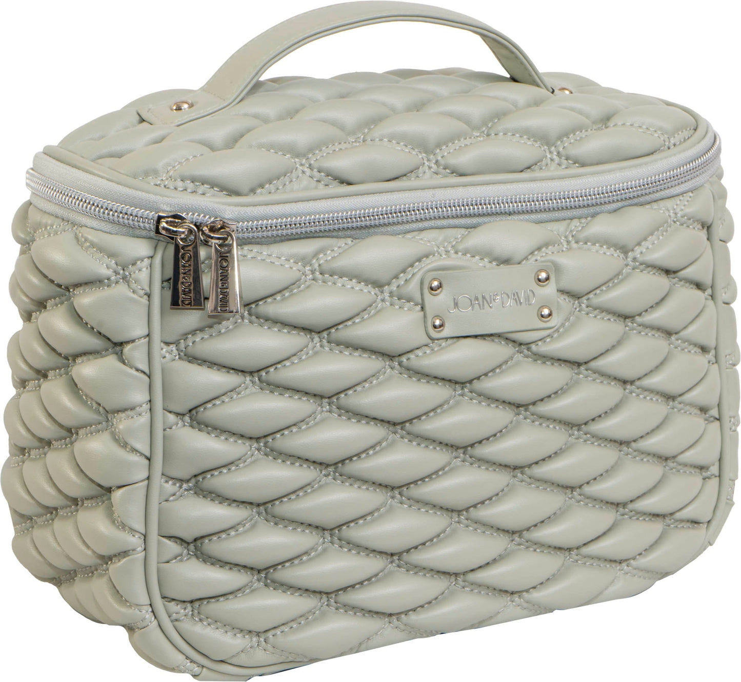 Joan & David Bubble Quilted Top Handle Train Case Cosmetic Bag