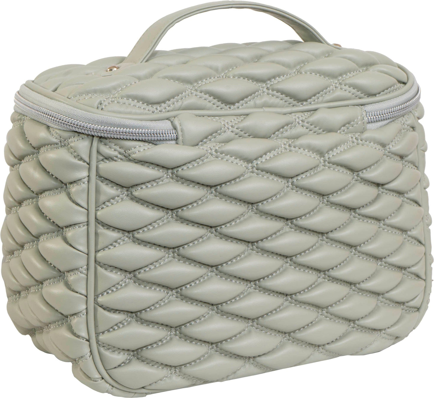 Joan & David Bubble Quilted Top Handle Train Case Cosmetic Bag