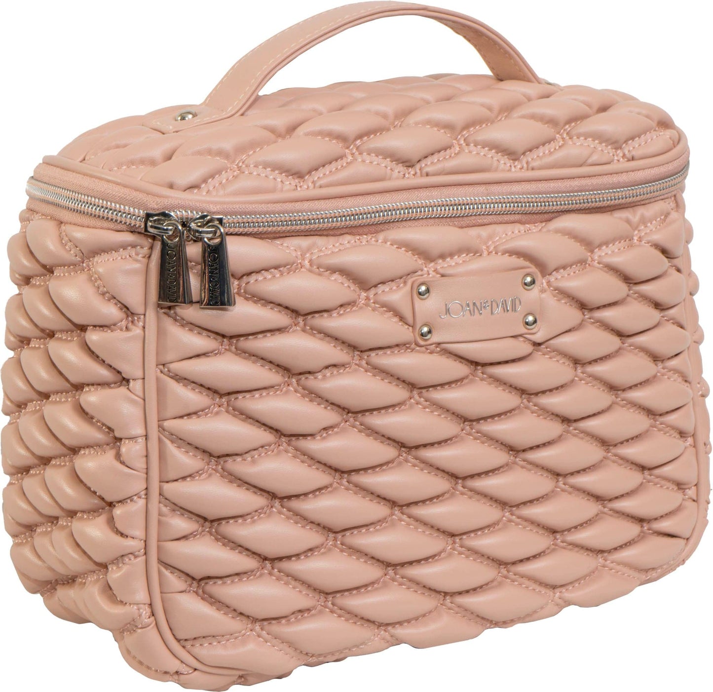 Joan & David Bubble Quilted Top Handle Train Case Cosmetic Bag