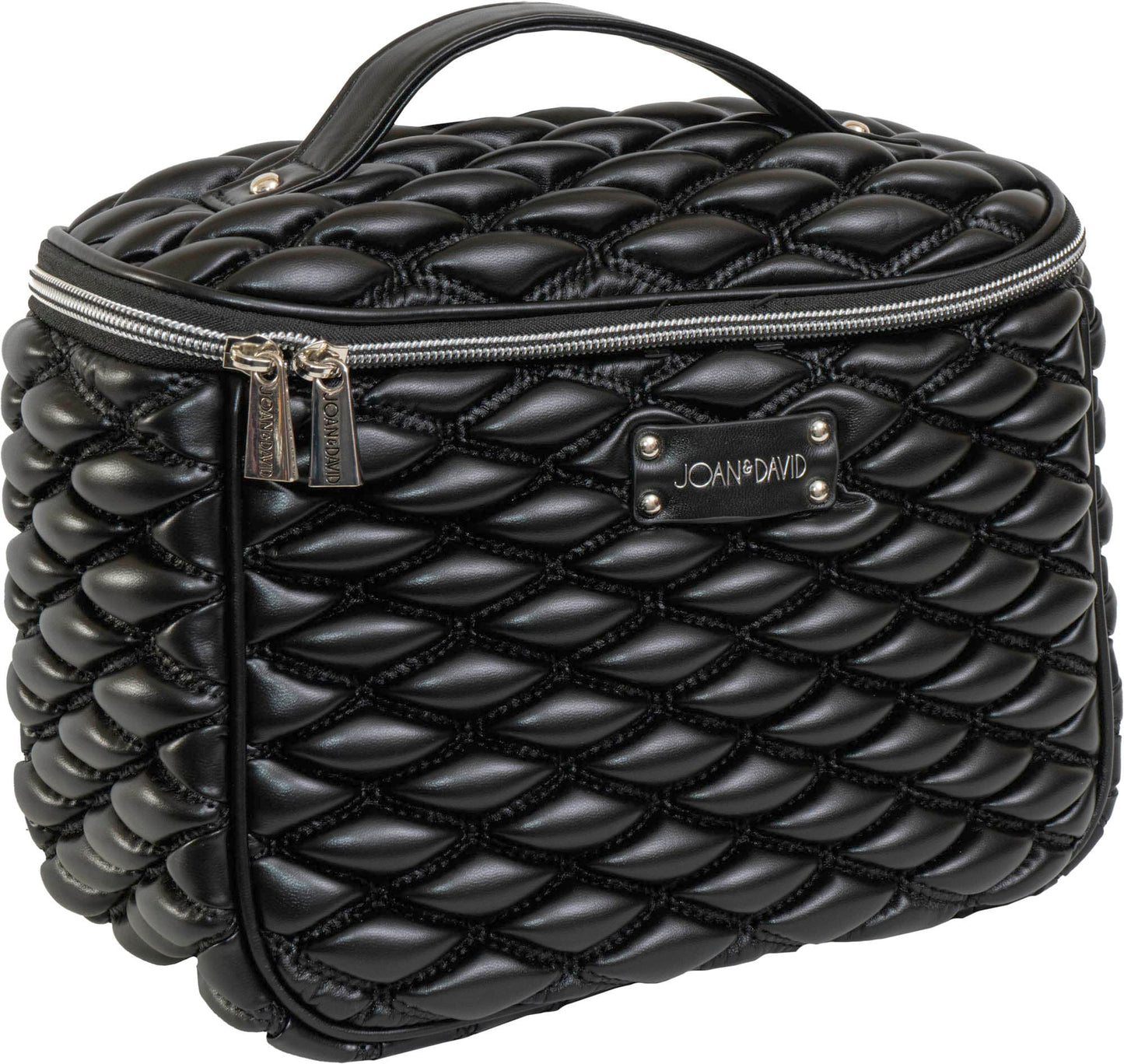 Joan & David Bubble Quilted Top Handle Train Case Cosmetic Bag