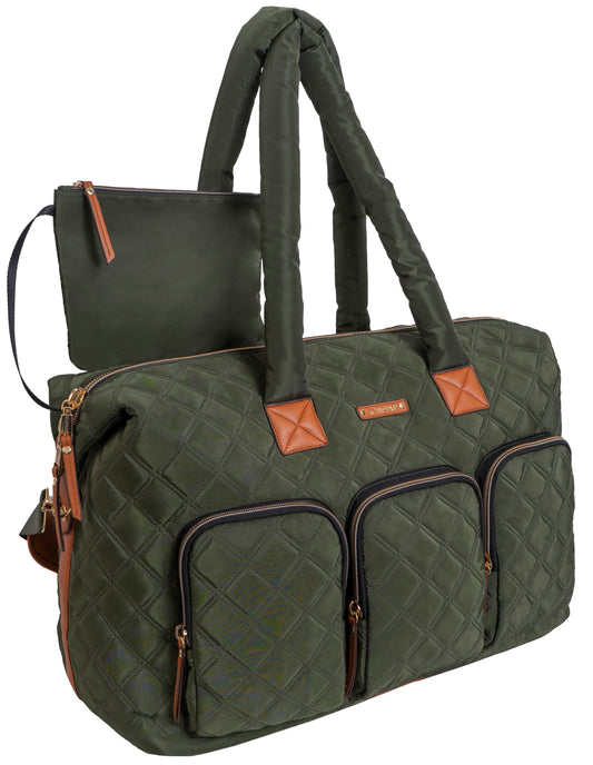 Joan & David 22 Inch Diamond Quilted 3 Pocket Nylon Duffel Bag